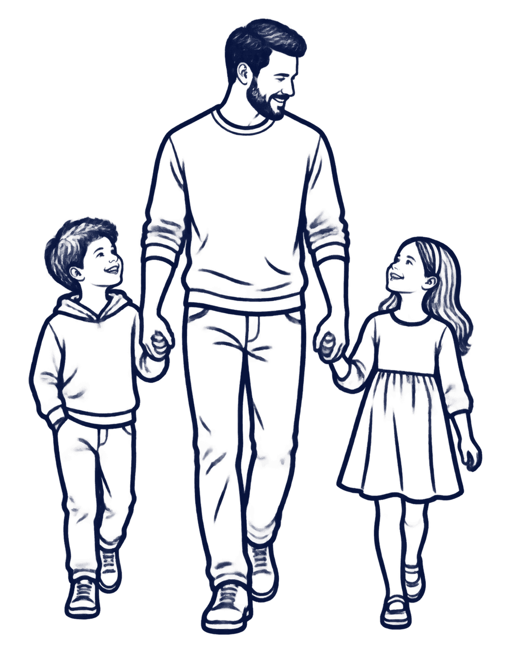 Three Hands Dad Ink original isolated transparent print artwork