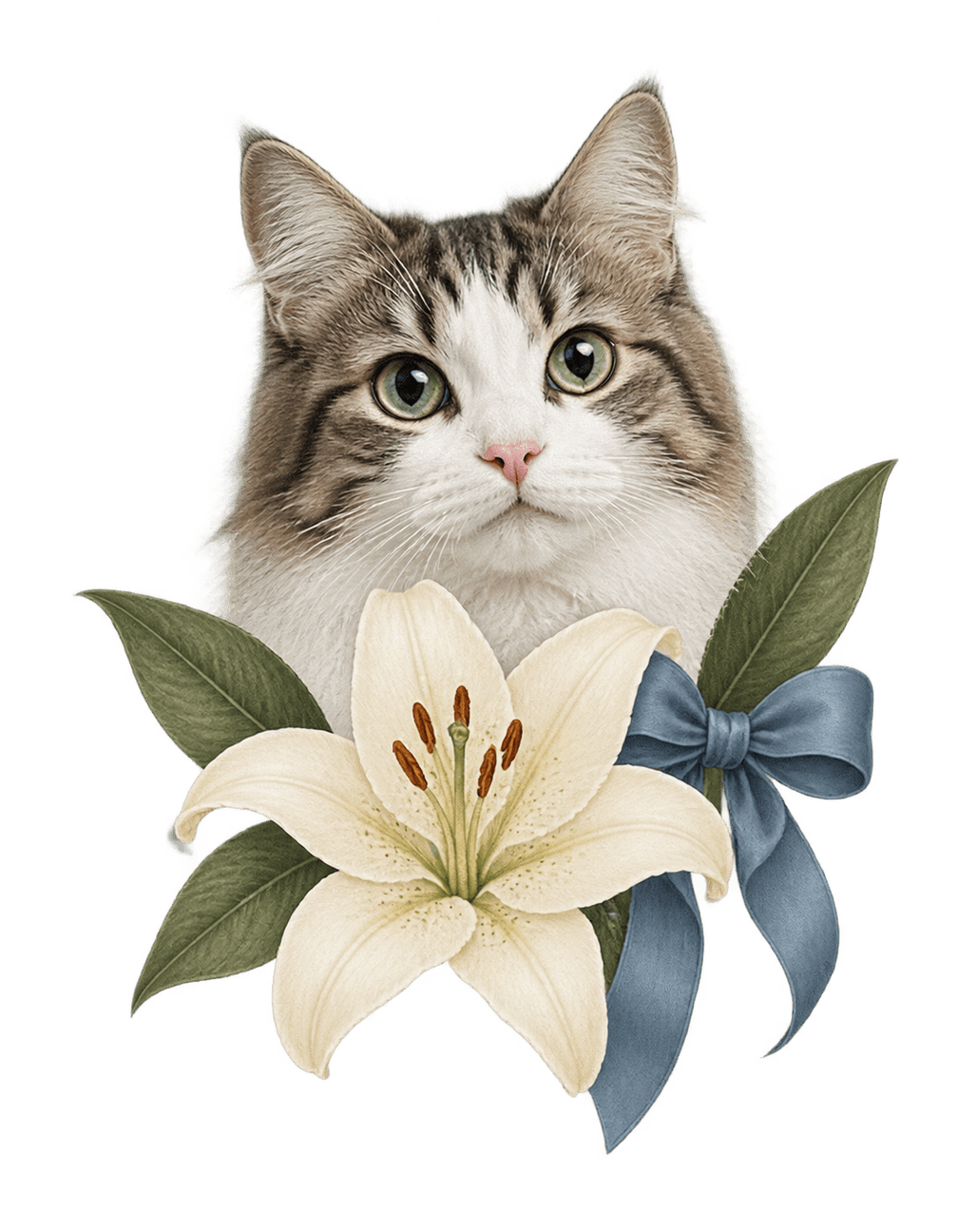 Cat Keepsake Garden Letter original isolated transparent print artwork