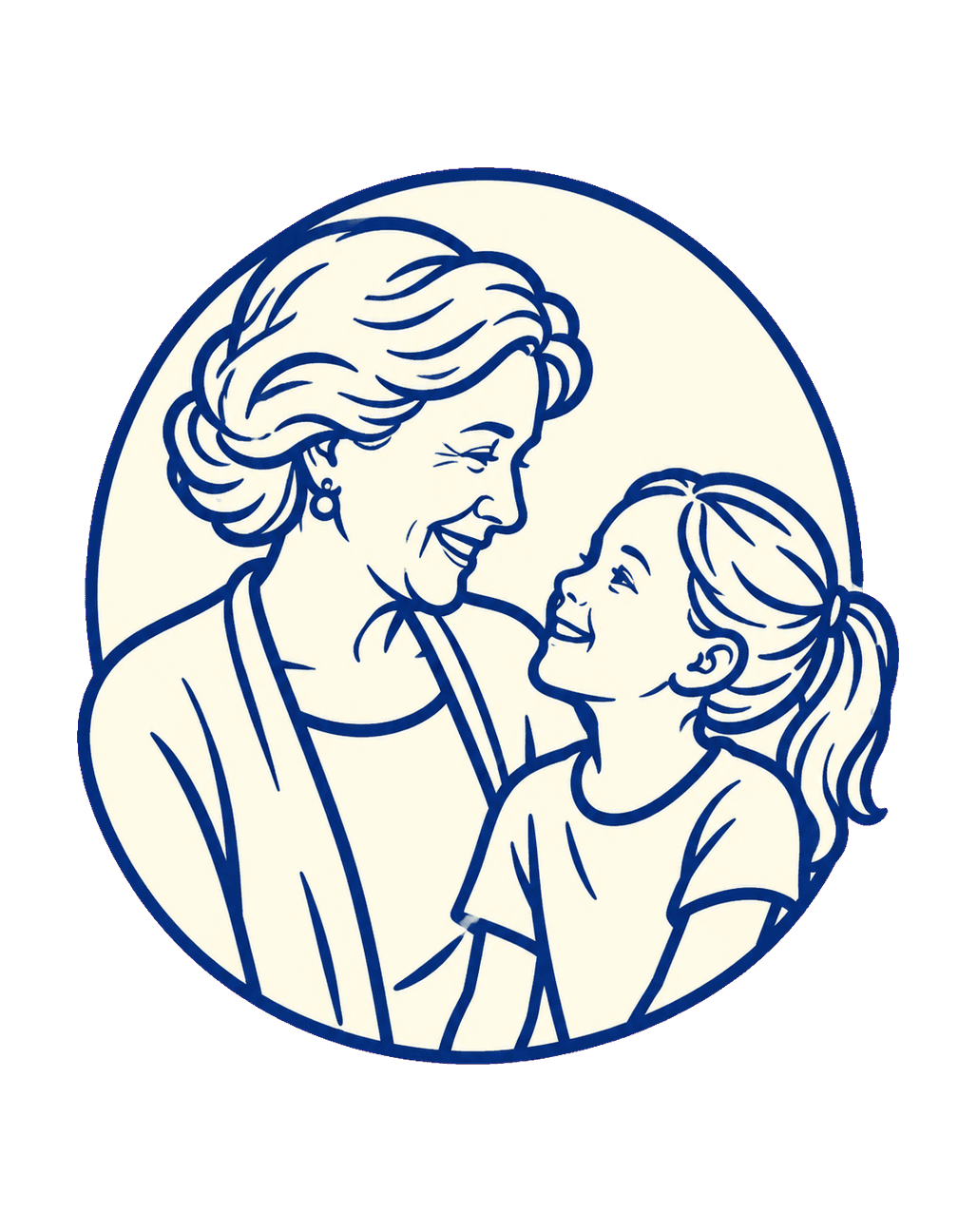 Grandmother Quiet Contour original isolated transparent print artwork