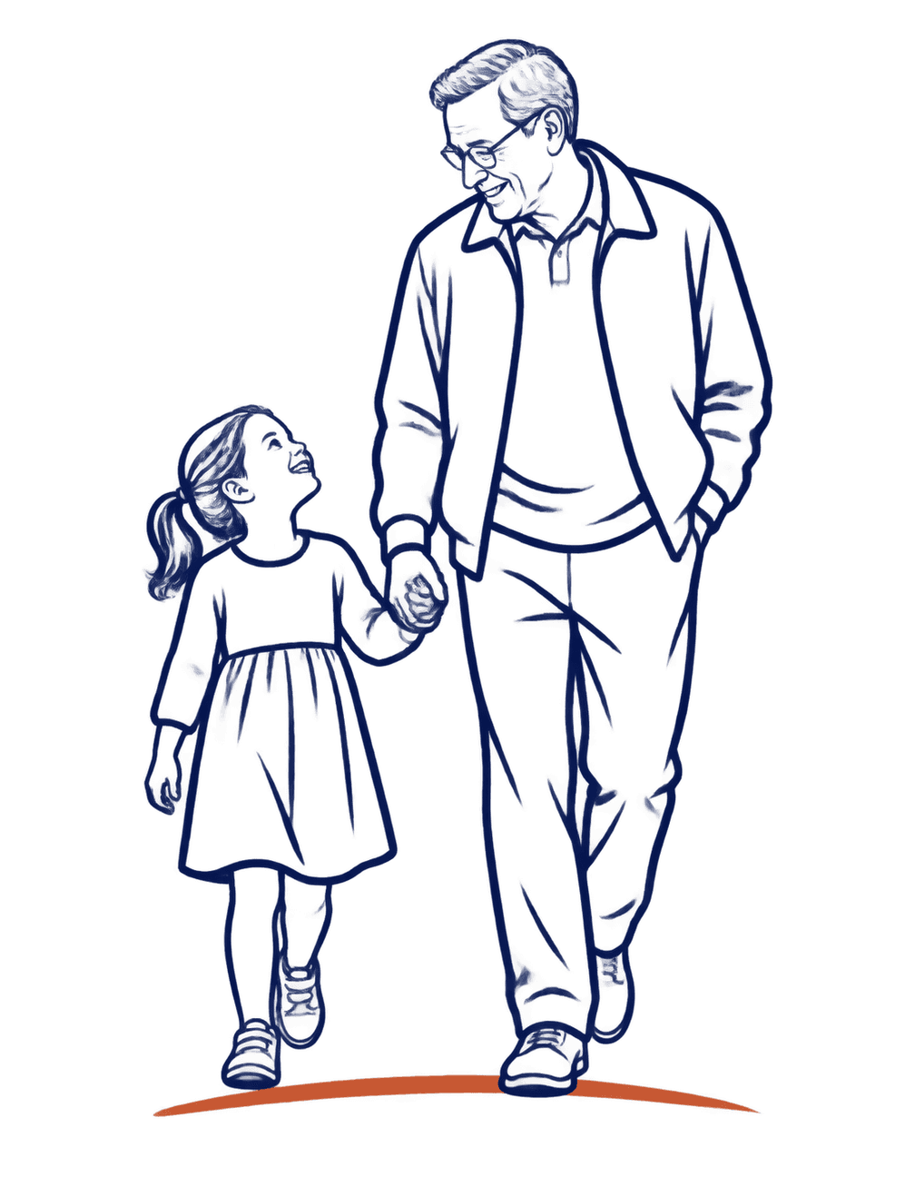 Grandfather Hand In Hand original isolated transparent print artwork