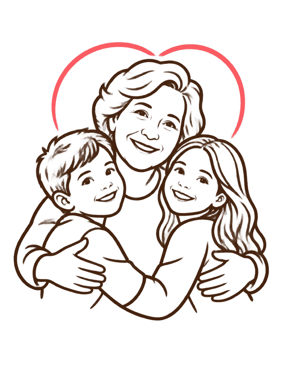 Grandmas Three Heart Lines original isolated transparent print artwork
