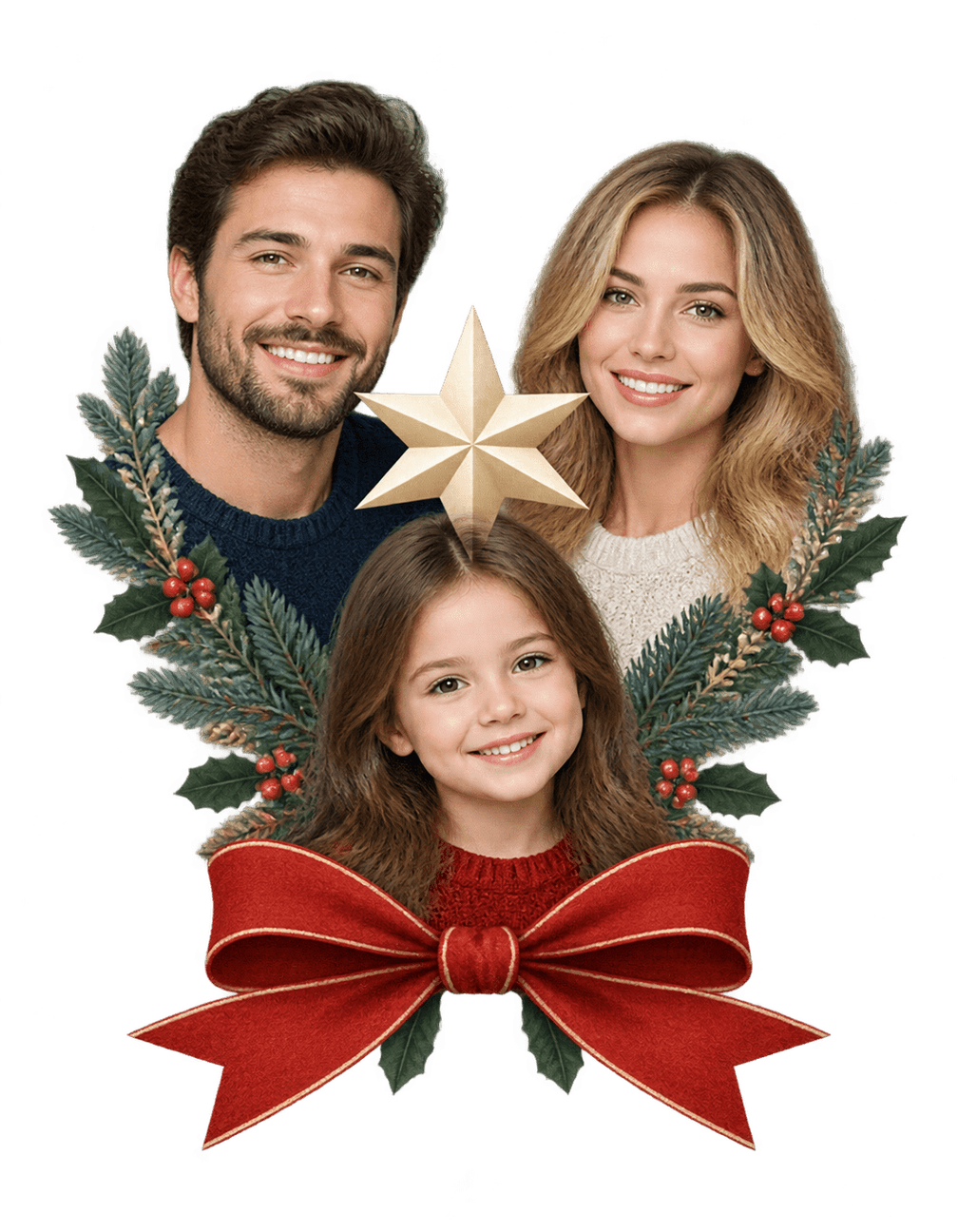 Family Christmas Photo Letter original isolated transparent print artwork