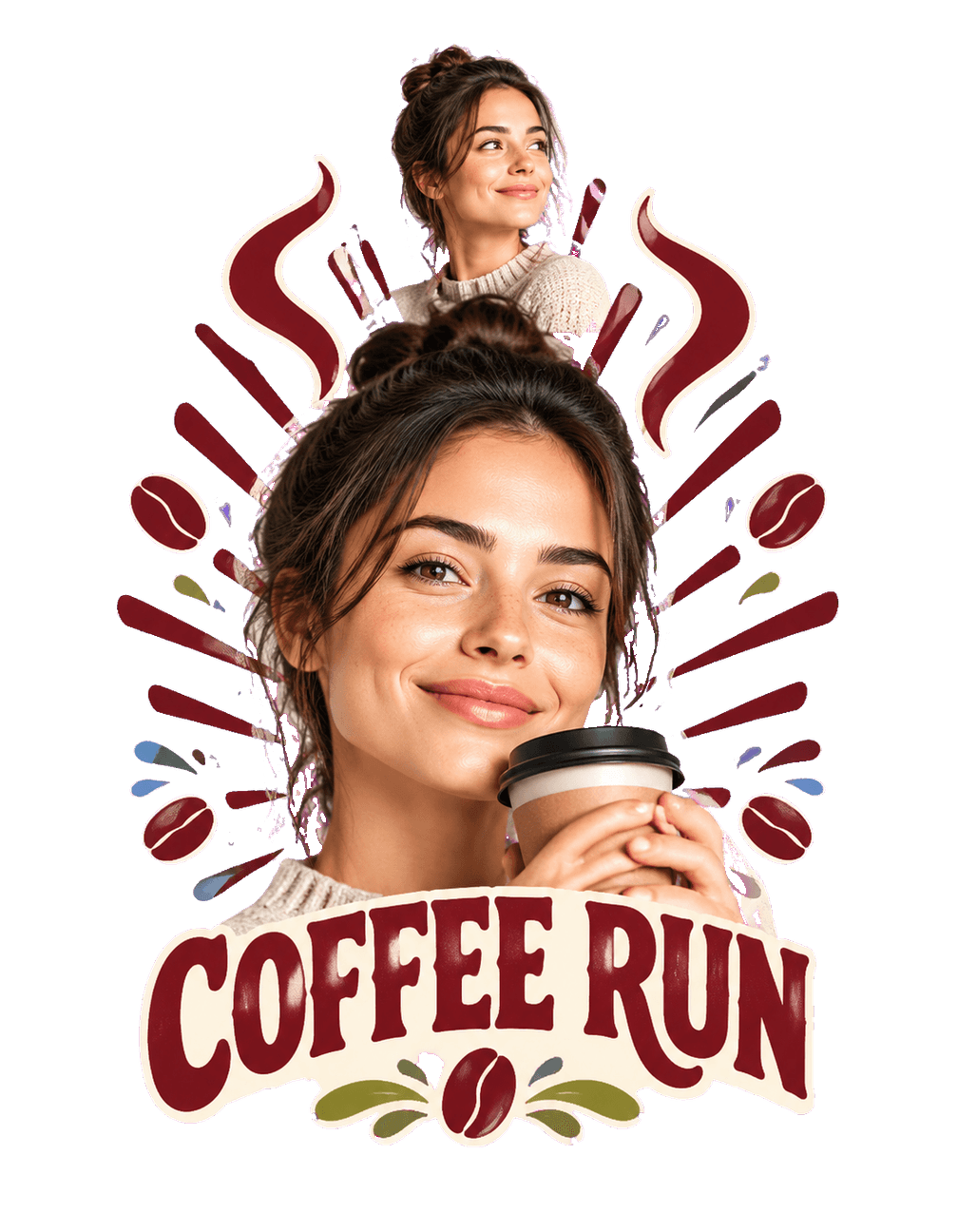 Coffee Run Main Character original isolated transparent print artwork