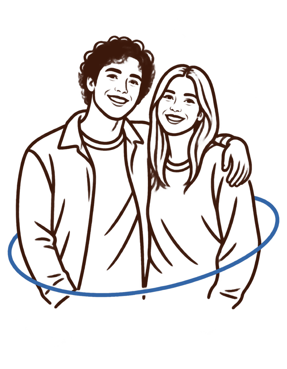 Two Friends Ink Link original isolated transparent print artwork