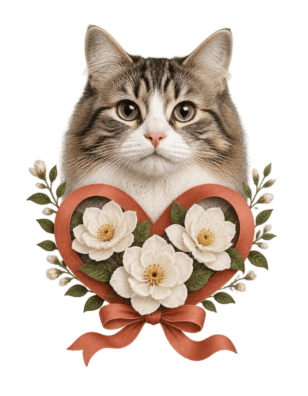 Cat Close To The Heart original isolated transparent print artwork
