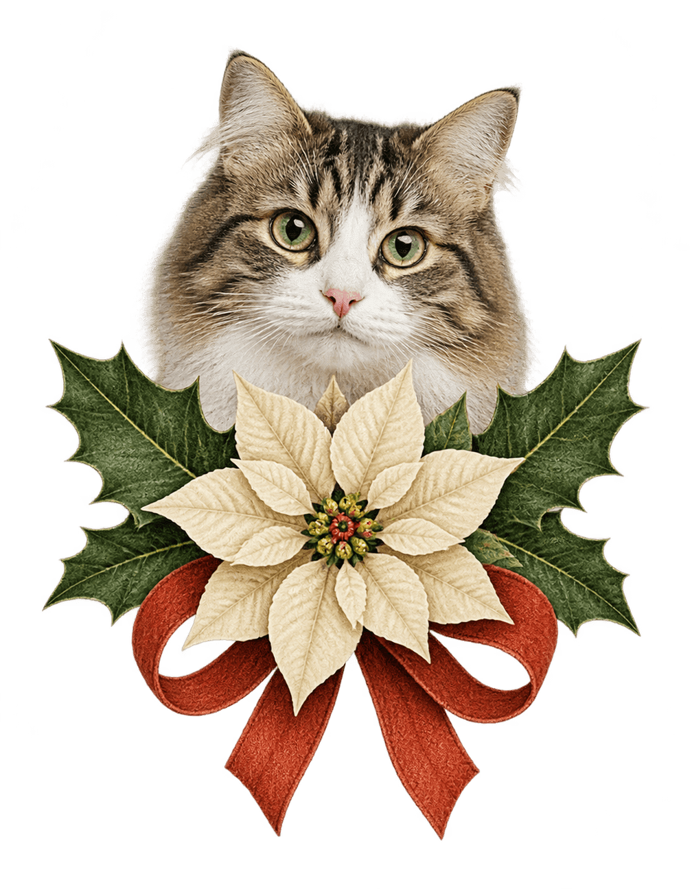 Winter Cat Garden original isolated transparent print artwork