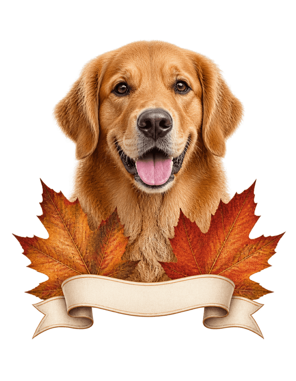 Autumn Dog Leaf Letter original isolated transparent print artwork