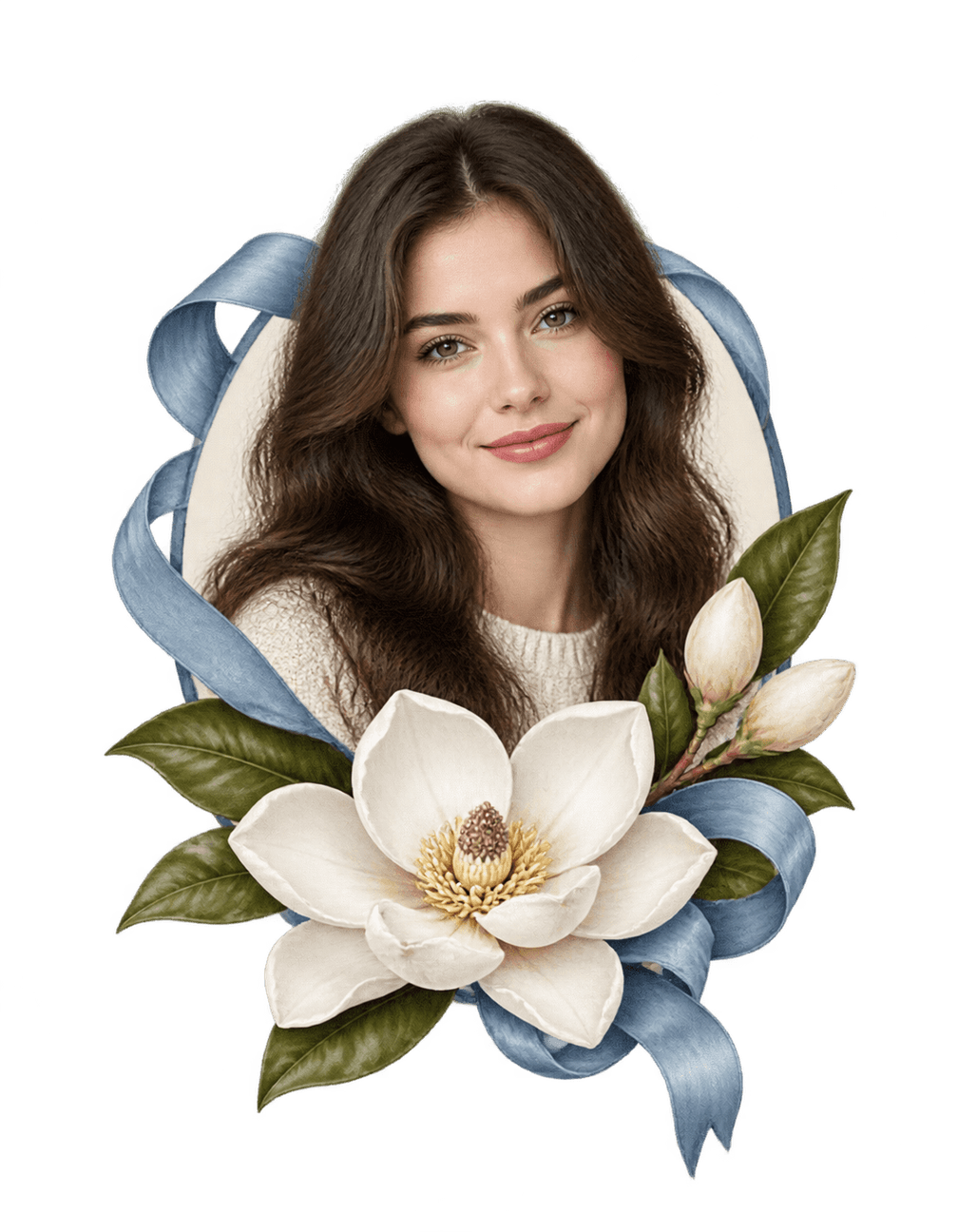 Magnolia Memory Fold original isolated transparent print artwork
