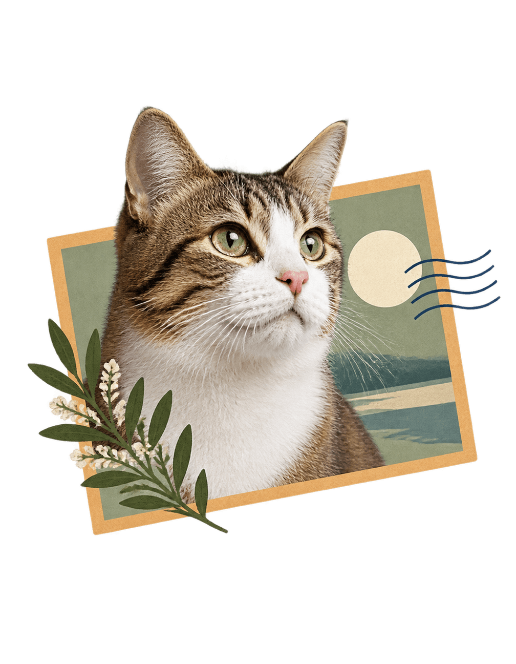 Feline Lasting Postcard original isolated transparent print artwork