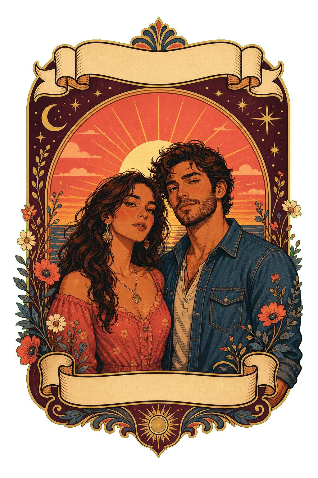 Couple Sunset Postcard