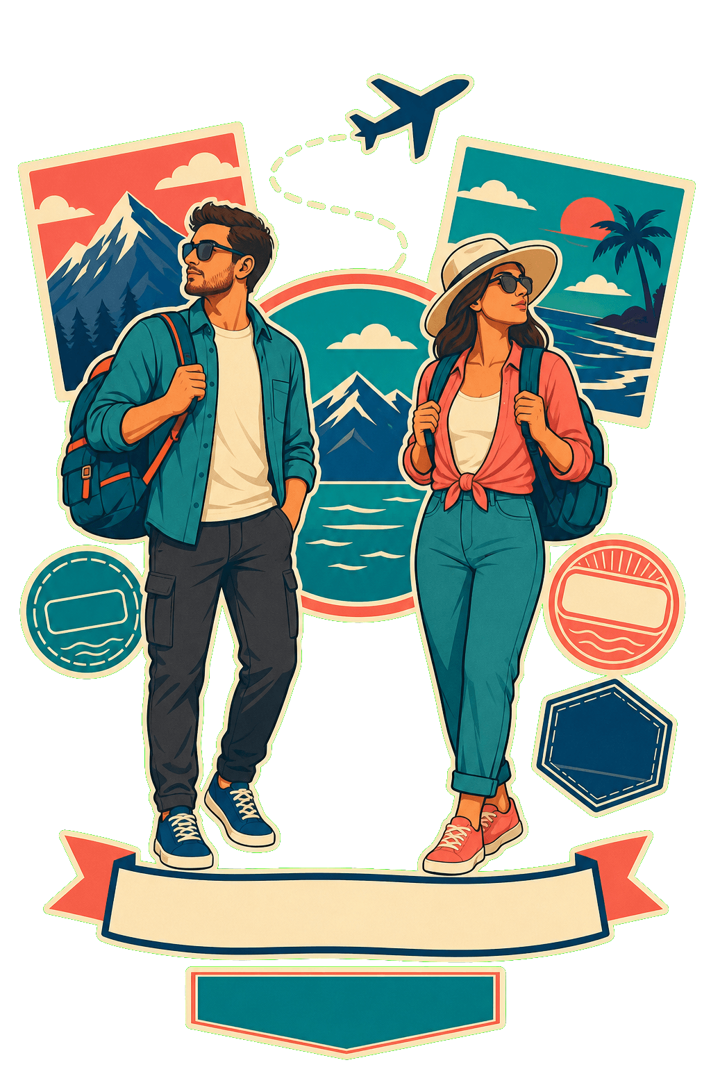 Couple Travel Passport Badge