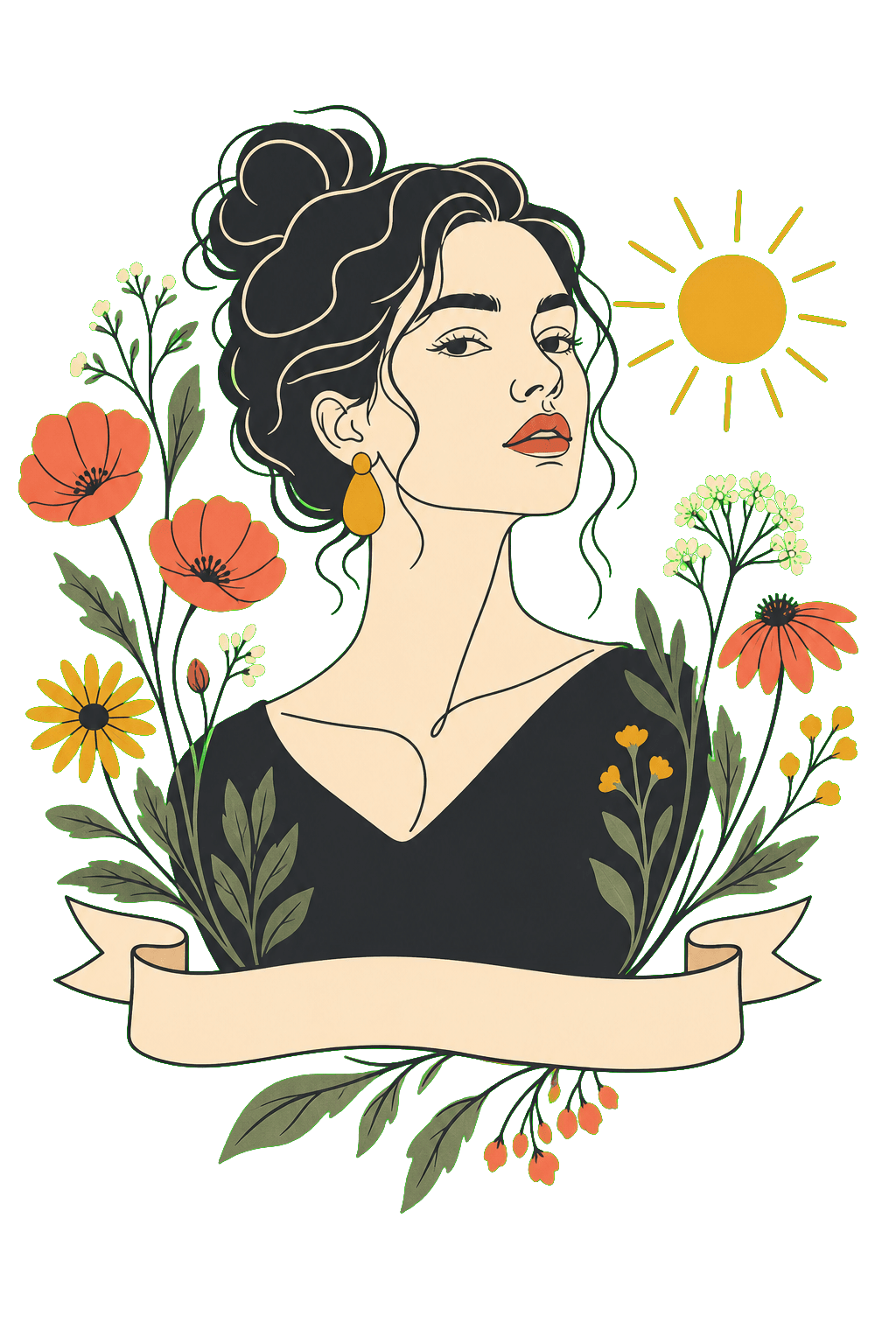 Minimal Botanical Line Portrait