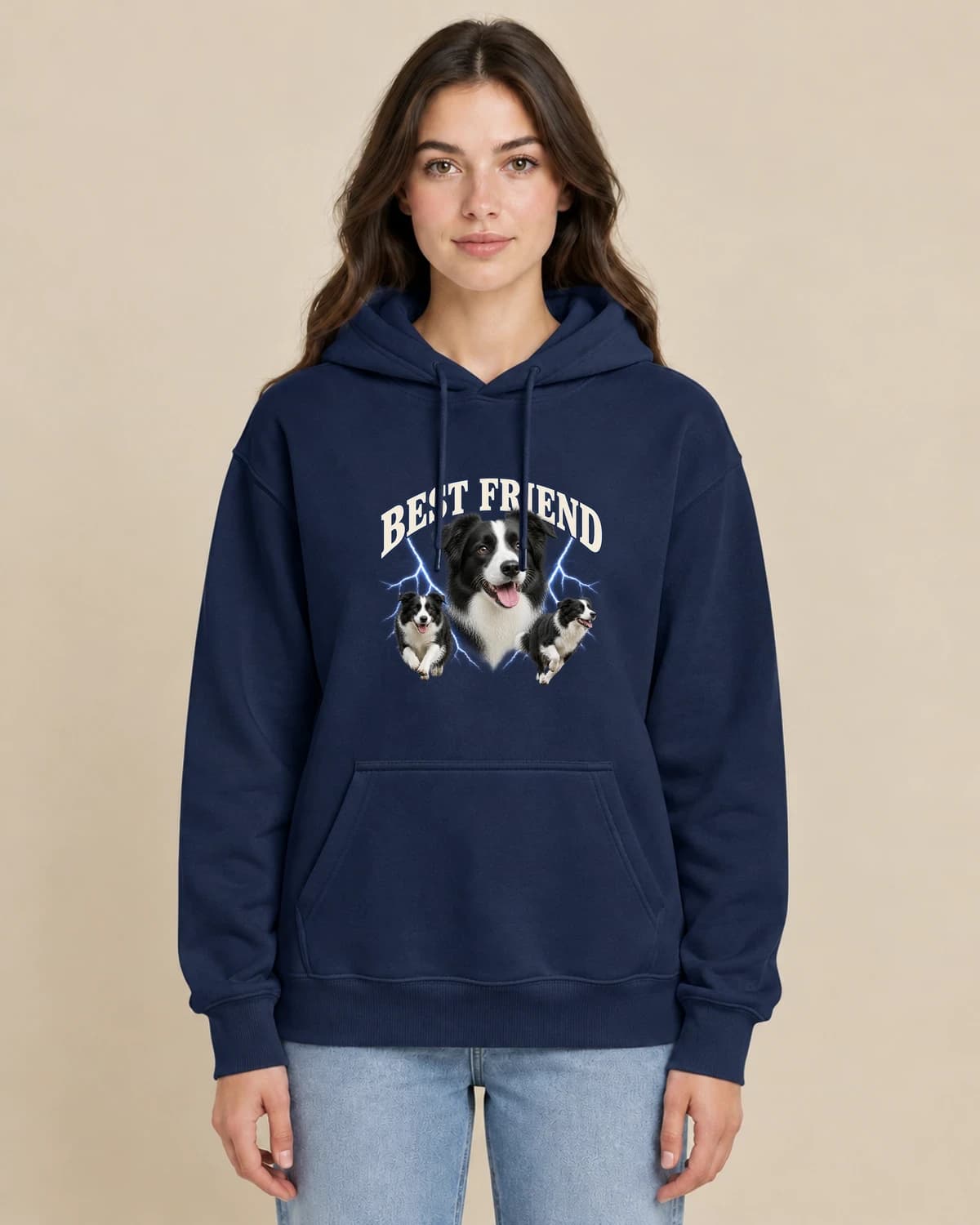 Dogs & their people: Midnight Dog Tour hoodie design; Navy Blue styling