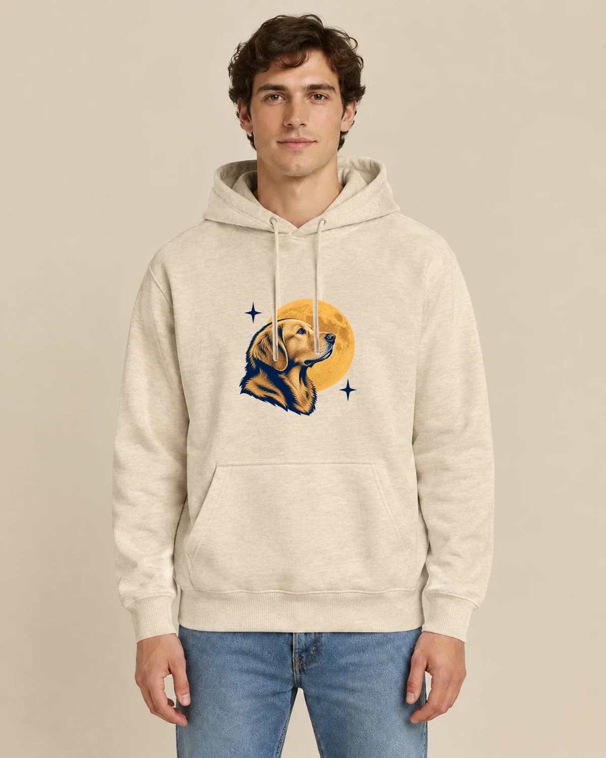 Dog After Dark, men's styling of the same unisex hoodie