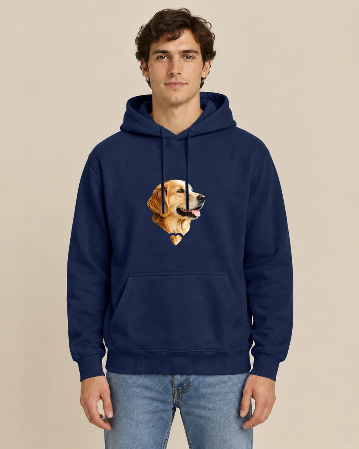 Heart Dog Silhouette, men's styling of the same unisex hoodie