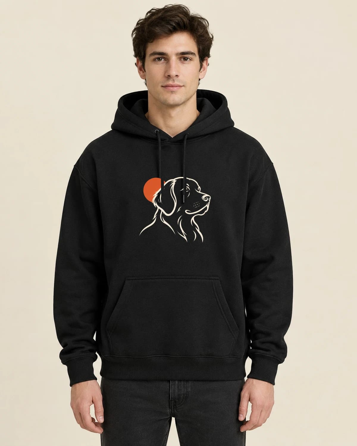 Dog Contour Study, men's styling of the same unisex hoodie