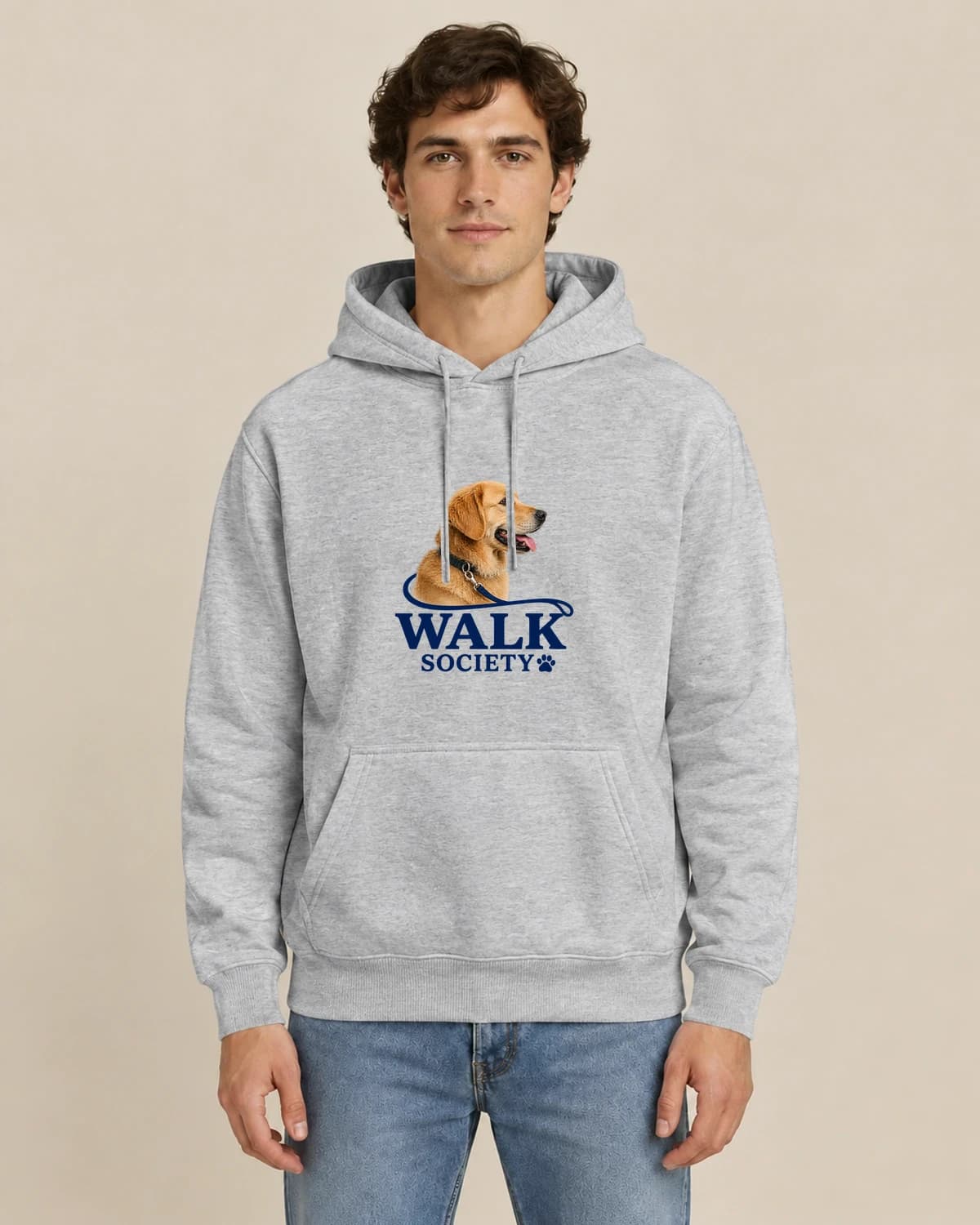 Your own social club: Dog Walk Society hoodie design; Sport Gray styling