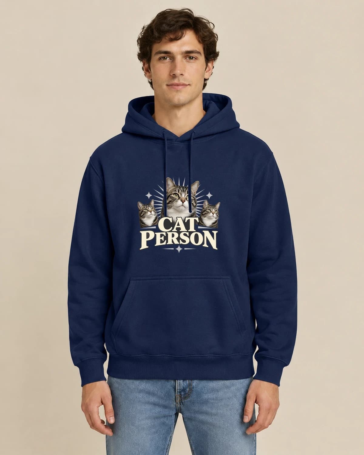 Midnight Cat Fanclub, men's styling of the same unisex hoodie