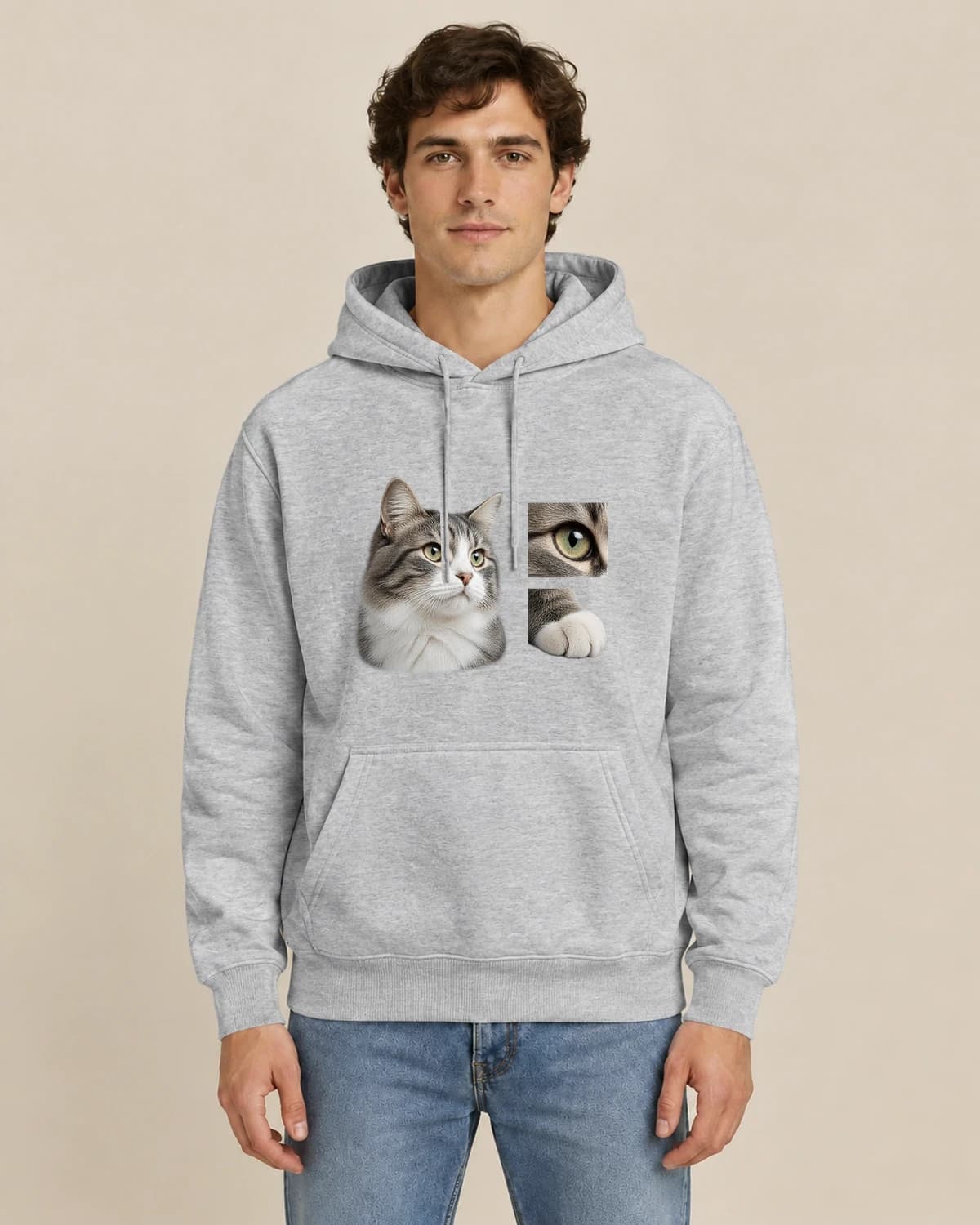 Cats, naturally: Cat Portrait Index hoodie design; Sport Gray styling