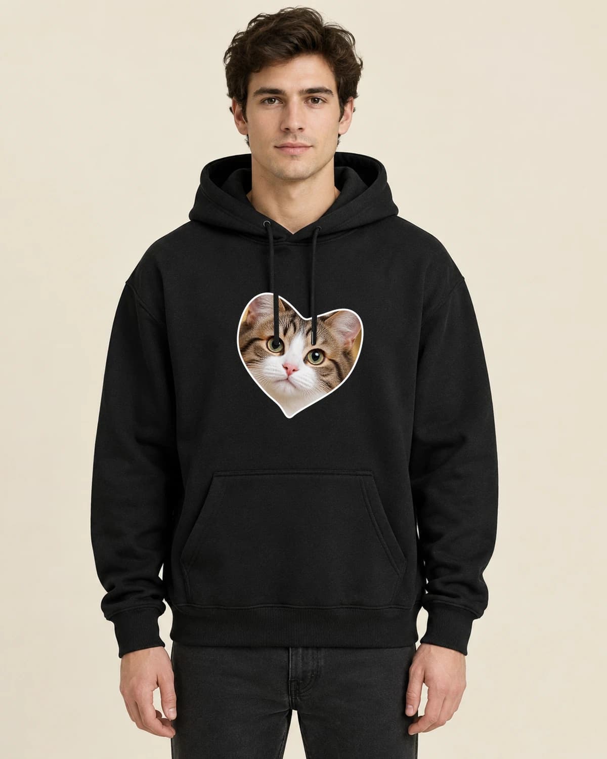 Less, but personal: Cat Heart Study hoodie design; Black styling