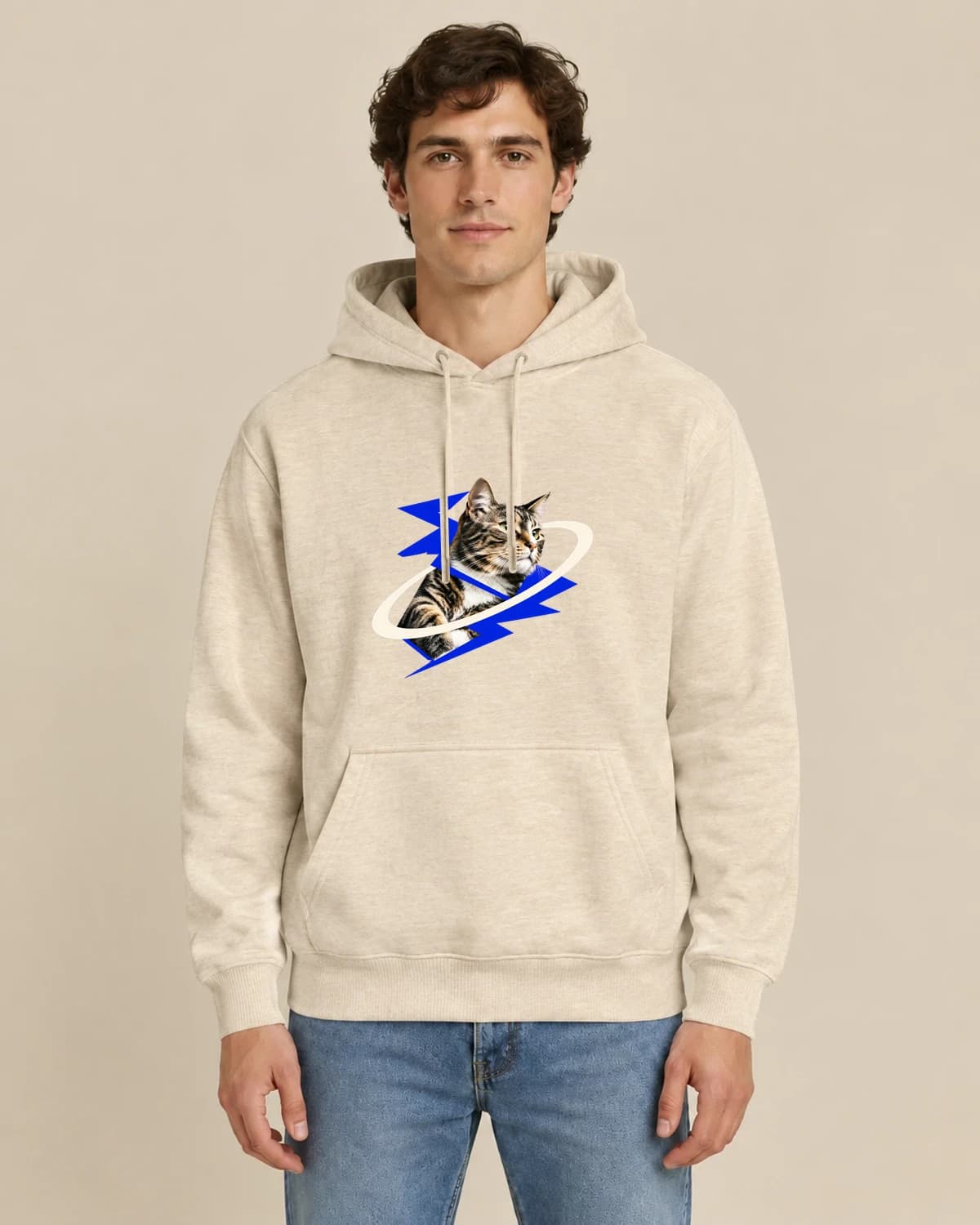 Electric Alley Cat, men's styling of the same unisex hoodie