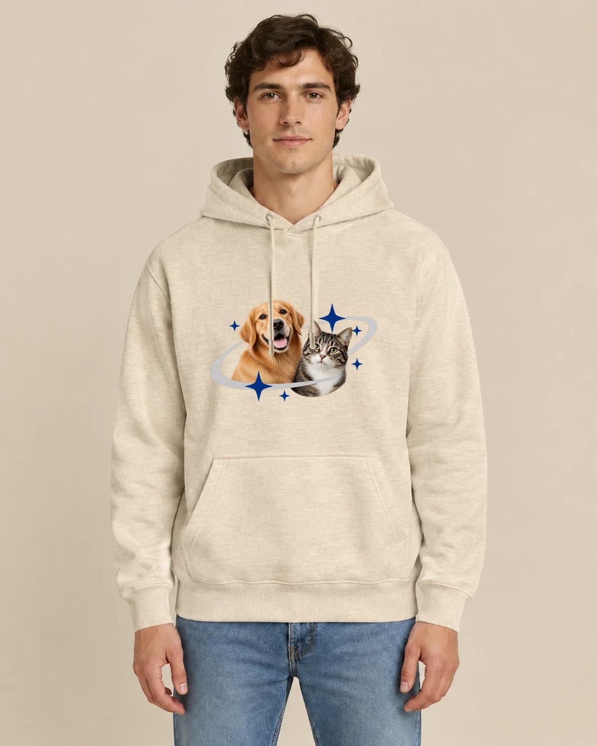 Cat Dog Night Shift, men's styling of the same unisex hoodie