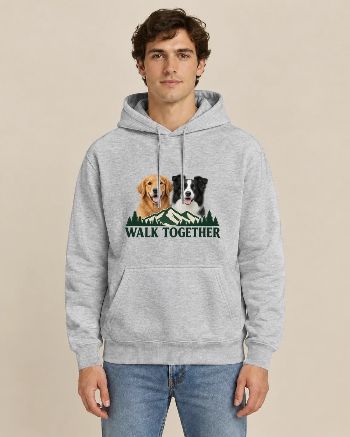 Two Dog Field Club, men's styling of the same unisex hoodie