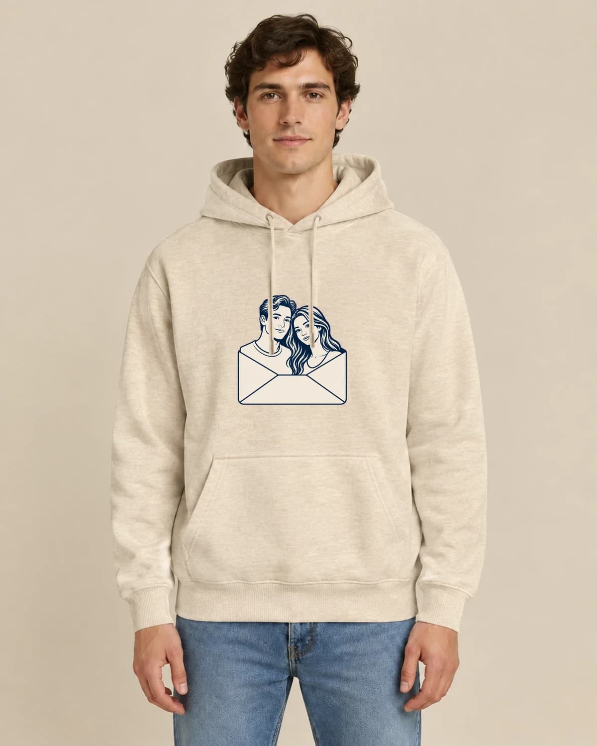 Love Letter Portraits, men's styling of the same unisex hoodie