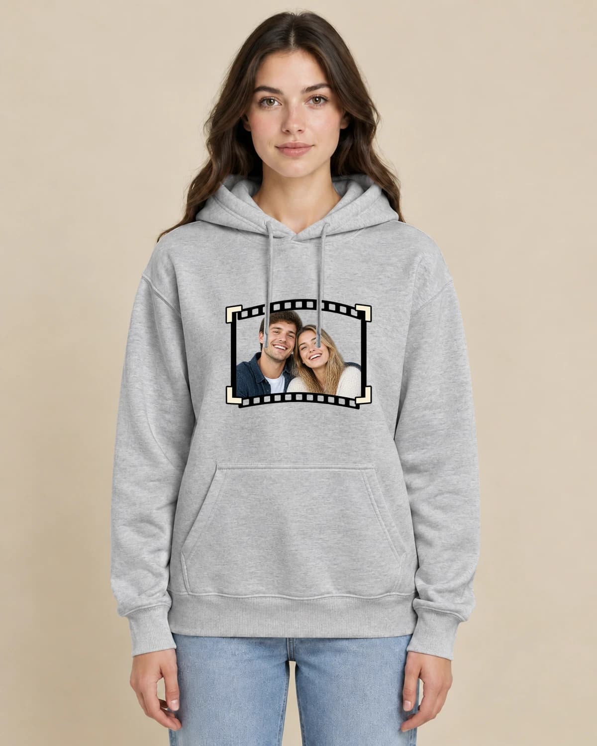 Photo Booth Partners on a woman wearing the classic unisex pullover; illustrative styling