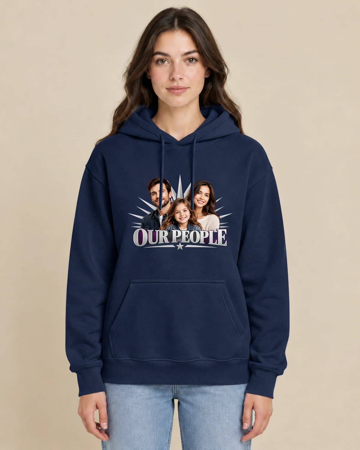 Family Main Stage on a woman wearing the classic unisex pullover; illustrative styling