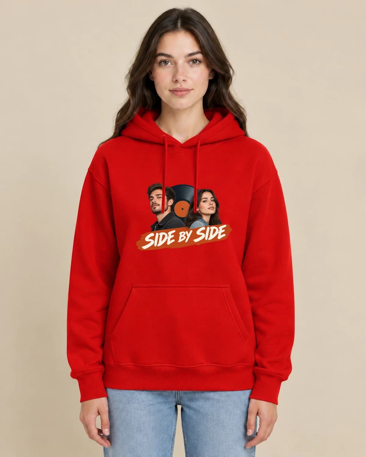 Valentine's Photo Hoodies: Our Vinyl Side hoodie design; Red styling