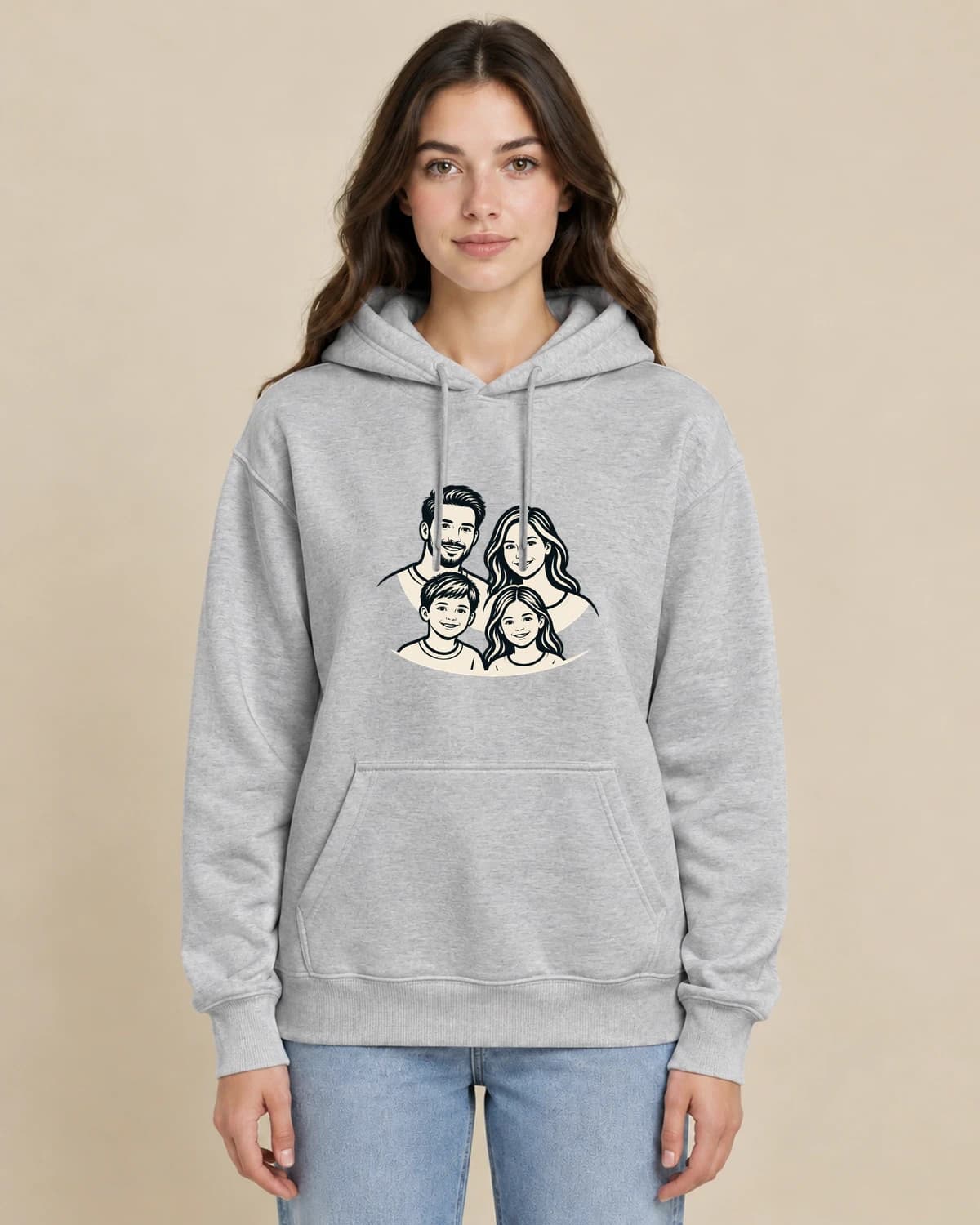 Personalized Grandpa Photo Hoodies: Family Four Ink hoodie design; Sport Gray styling