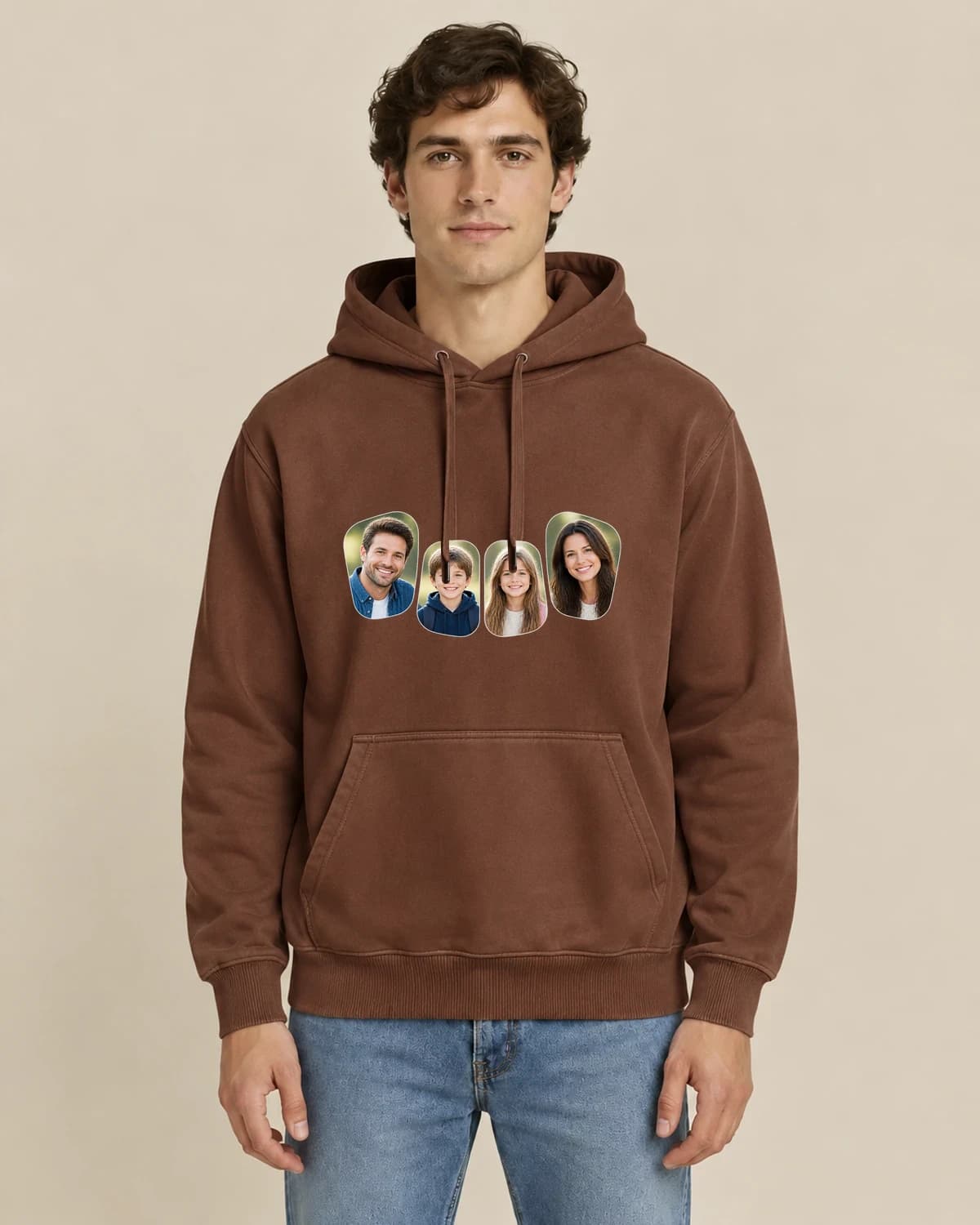 Grandma Hoodies With Family Photos: Four Quiet Windows hoodie design; Brown styling