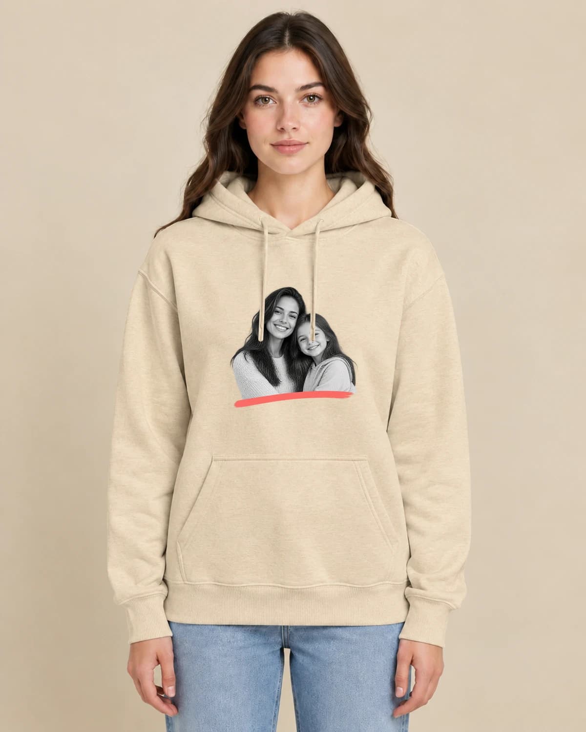 Mom And Me Edition on a woman wearing the classic unisex pullover; illustrative styling