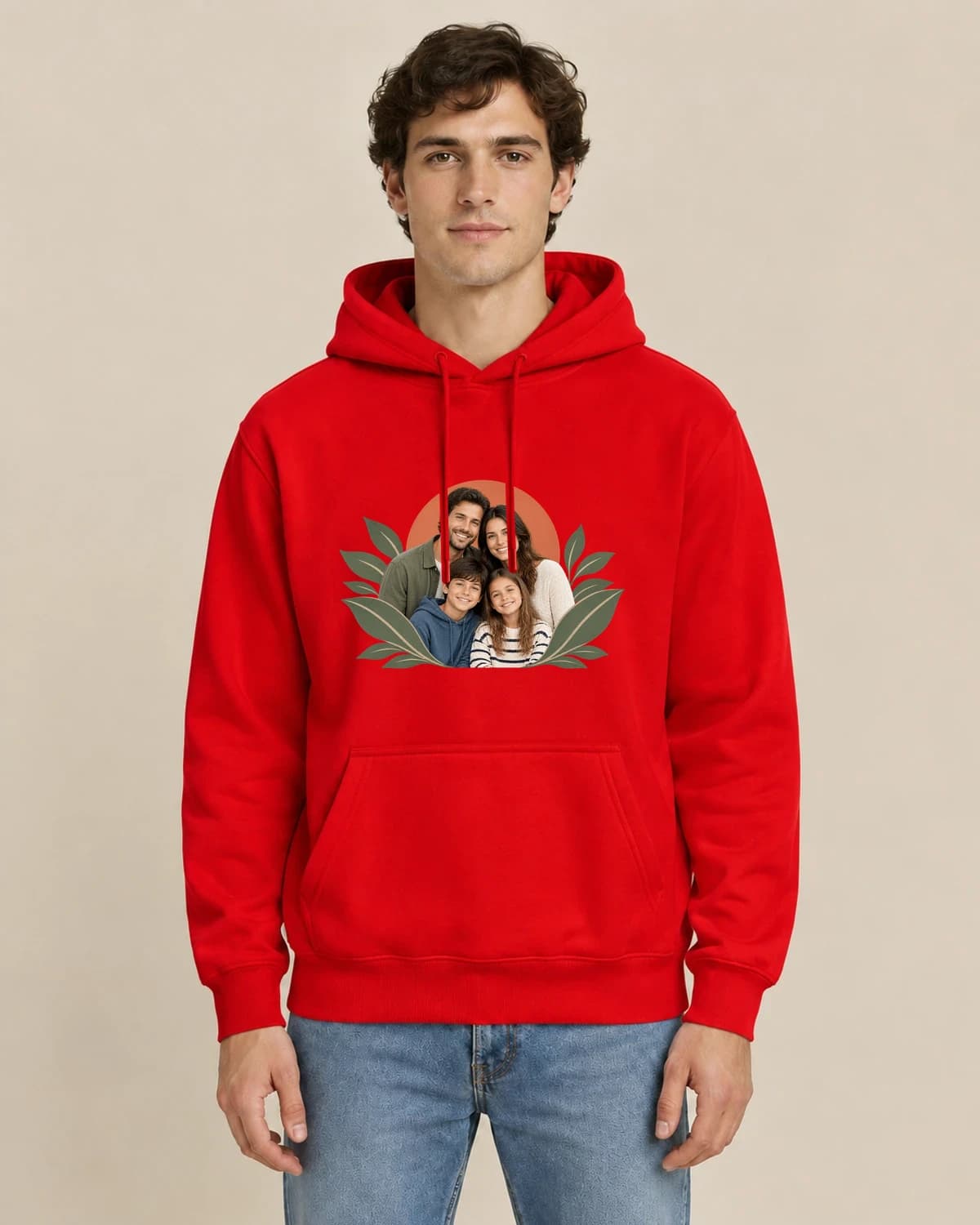 Home Team Four, men's styling of the same unisex hoodie