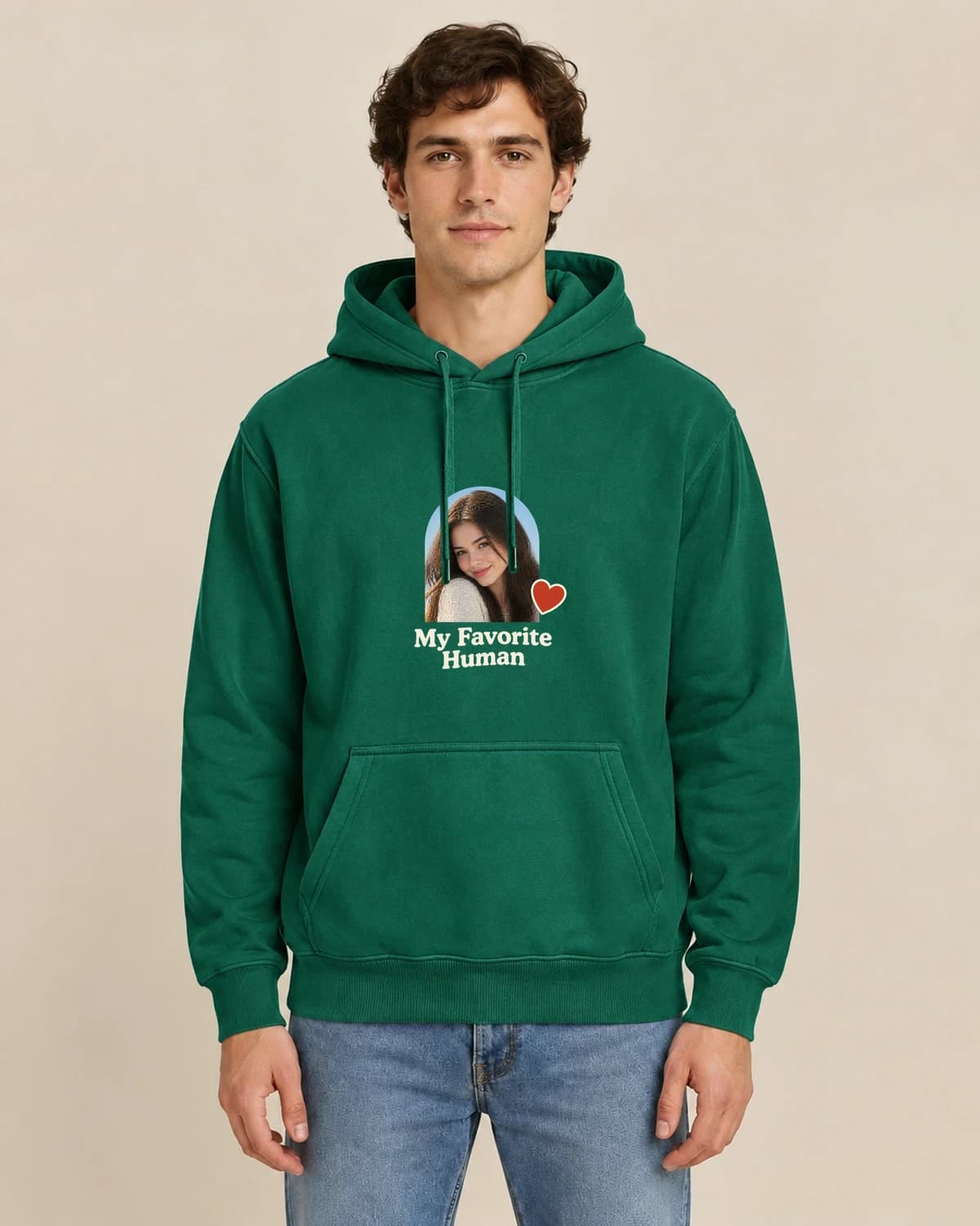 My Favorite Human, men's styling of the same unisex hoodie