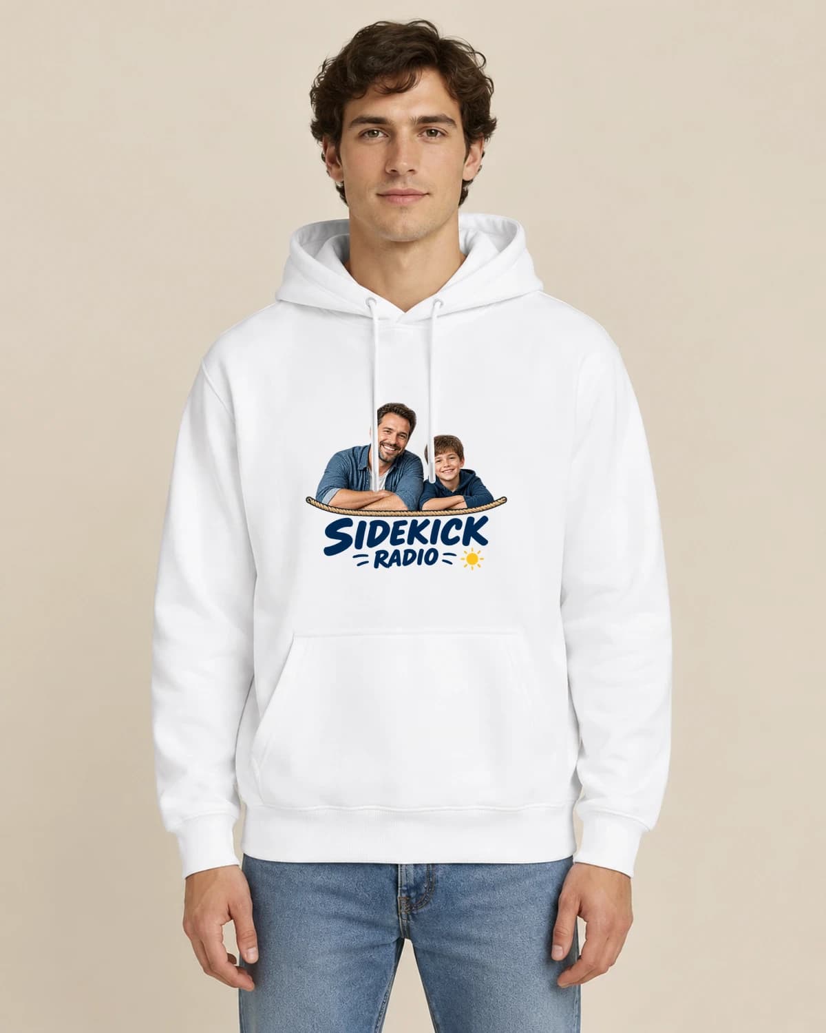 Dad And Me Radio, men's styling of the same unisex hoodie