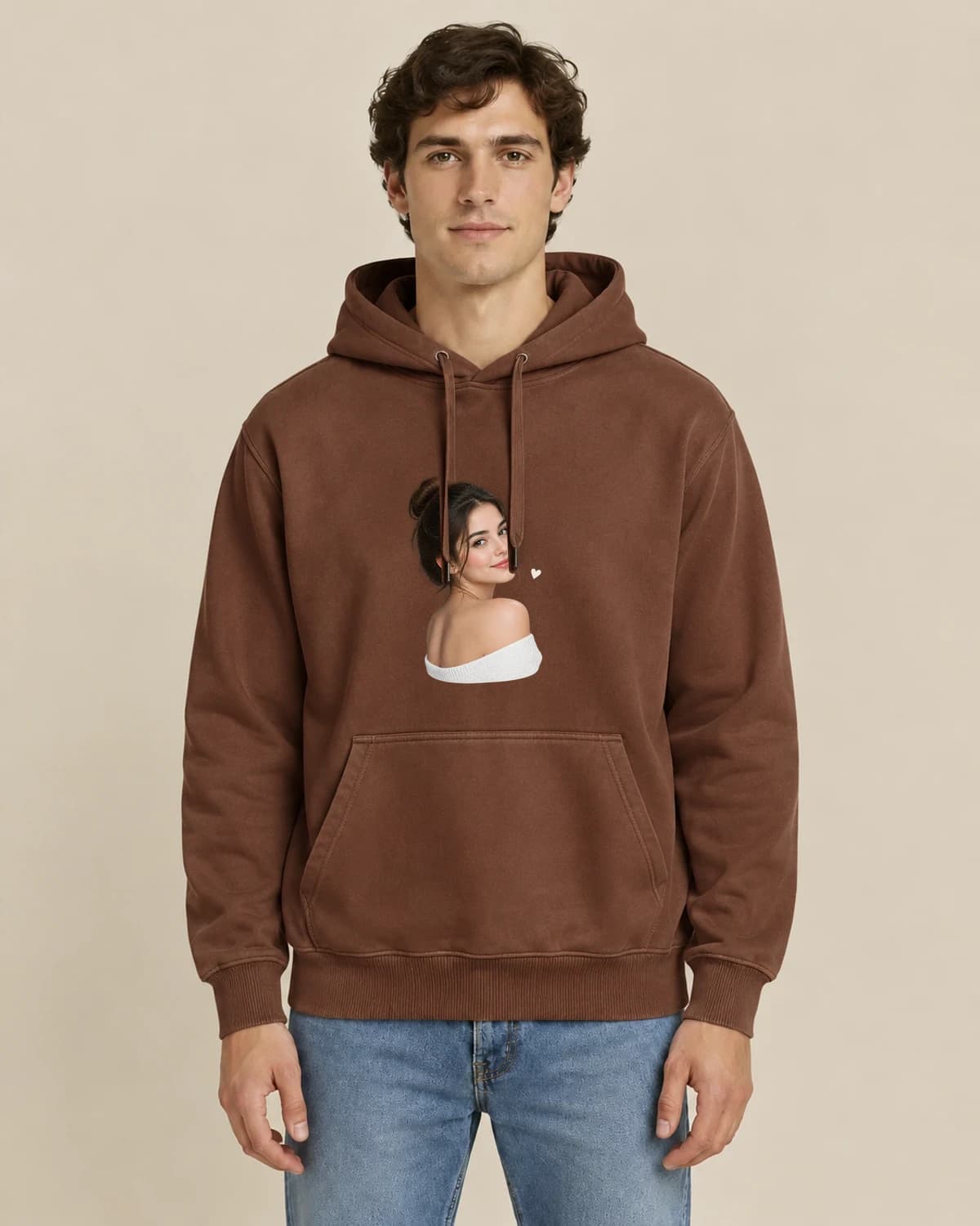 Always Near Portrait, men's styling of the same unisex hoodie