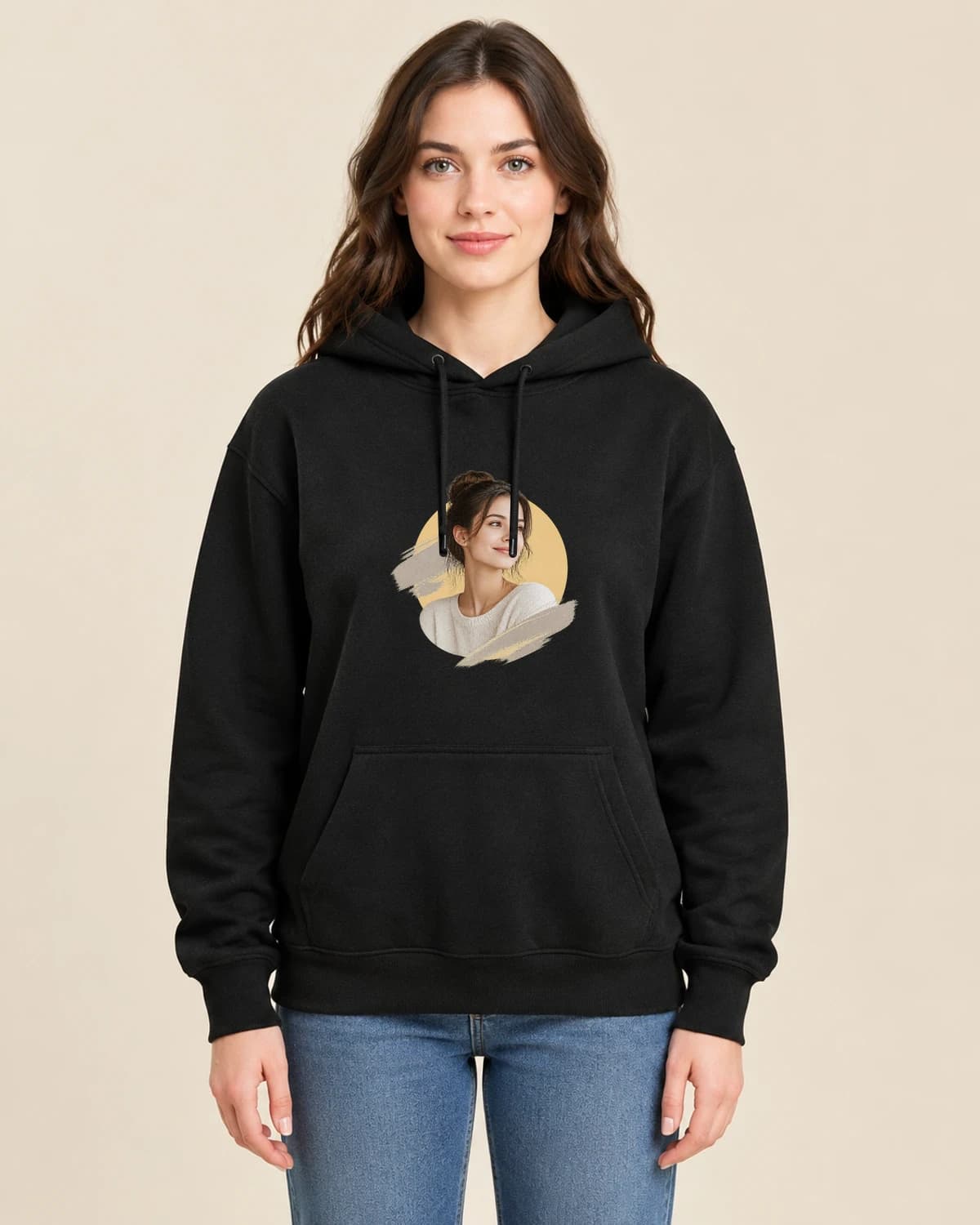 Always close: Golden Memory Portrait hoodie design; Black styling