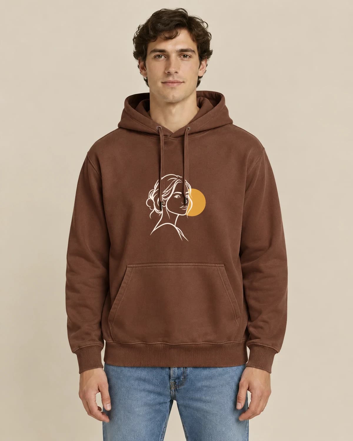 Hoodies With Your Boyfriend's Picture: Single Ink Signature hoodie design; Brown styling
