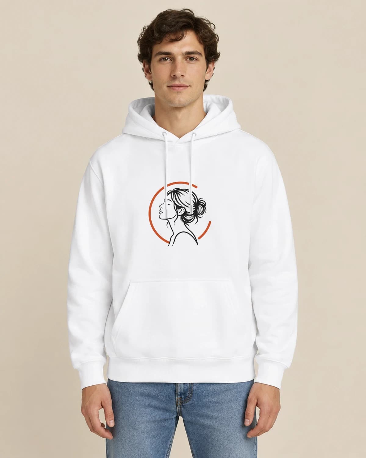 Memory Contour Arc, men's styling of the same unisex hoodie