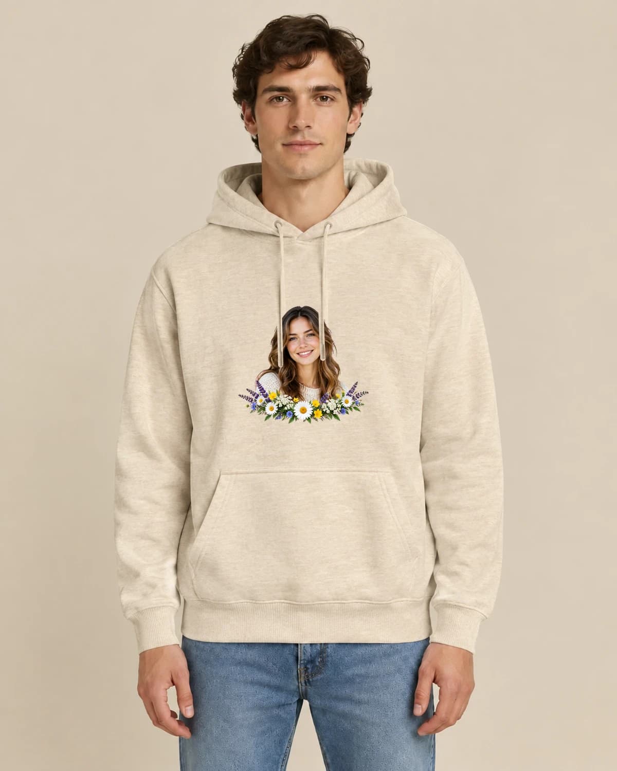 Wildflower Memory, men's styling of the same unisex hoodie