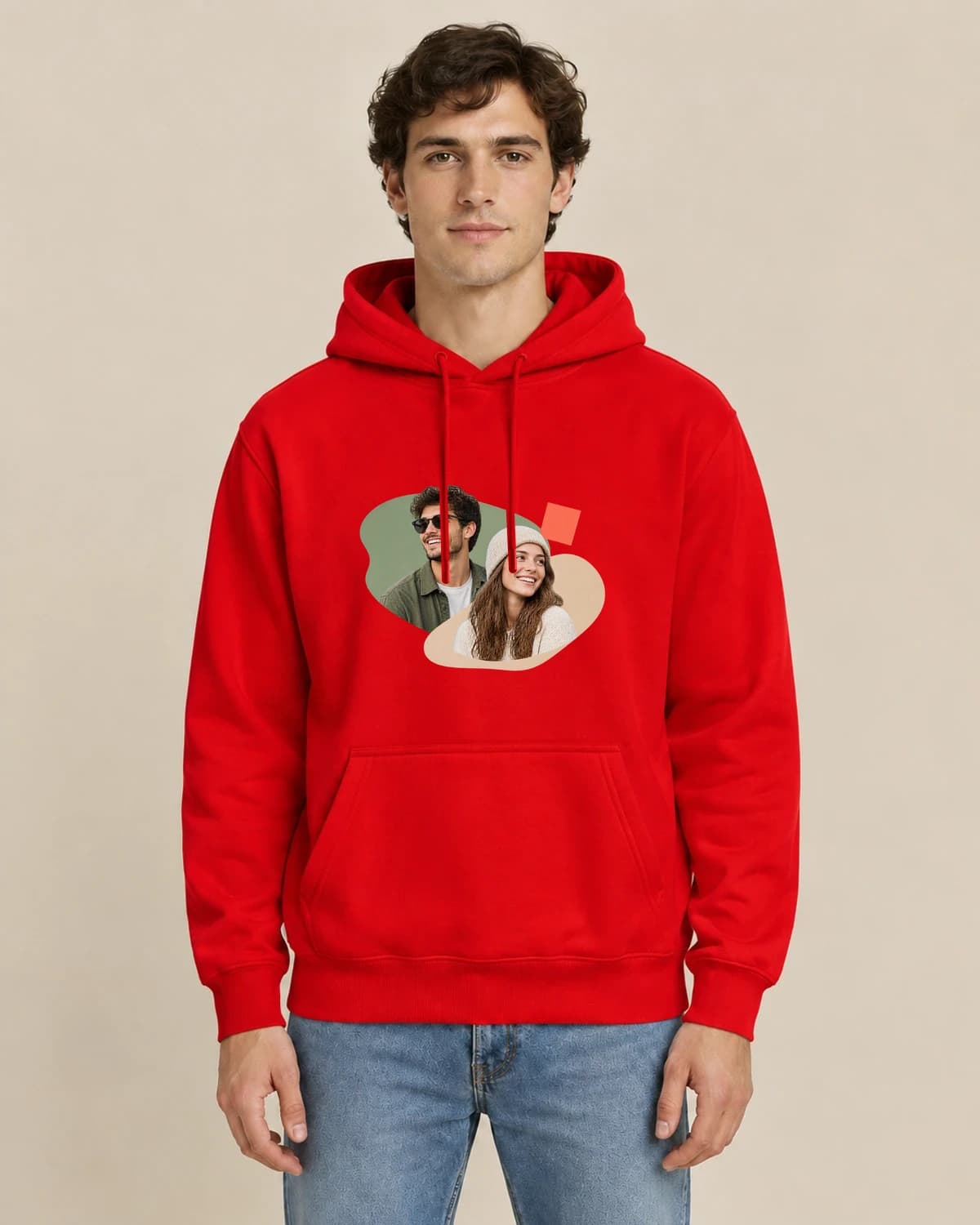 Weekend Friends Cutpaper, men's styling of the same unisex hoodie