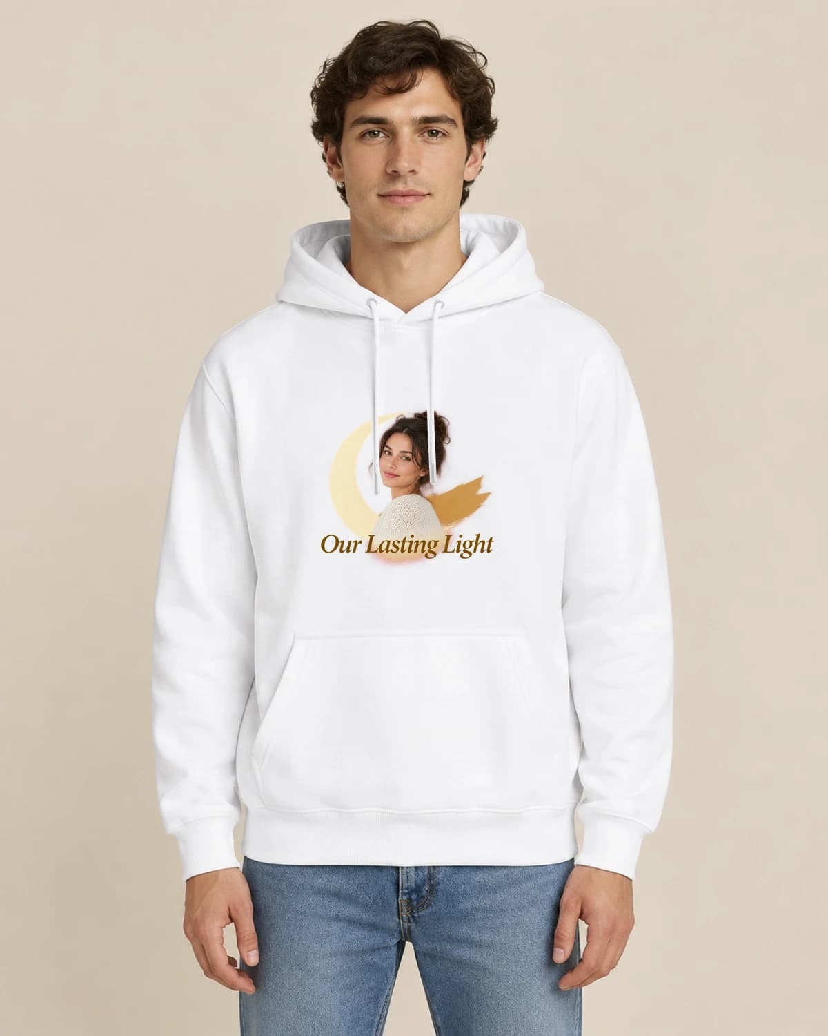 Our Lasting Light, men's styling of the same unisex hoodie