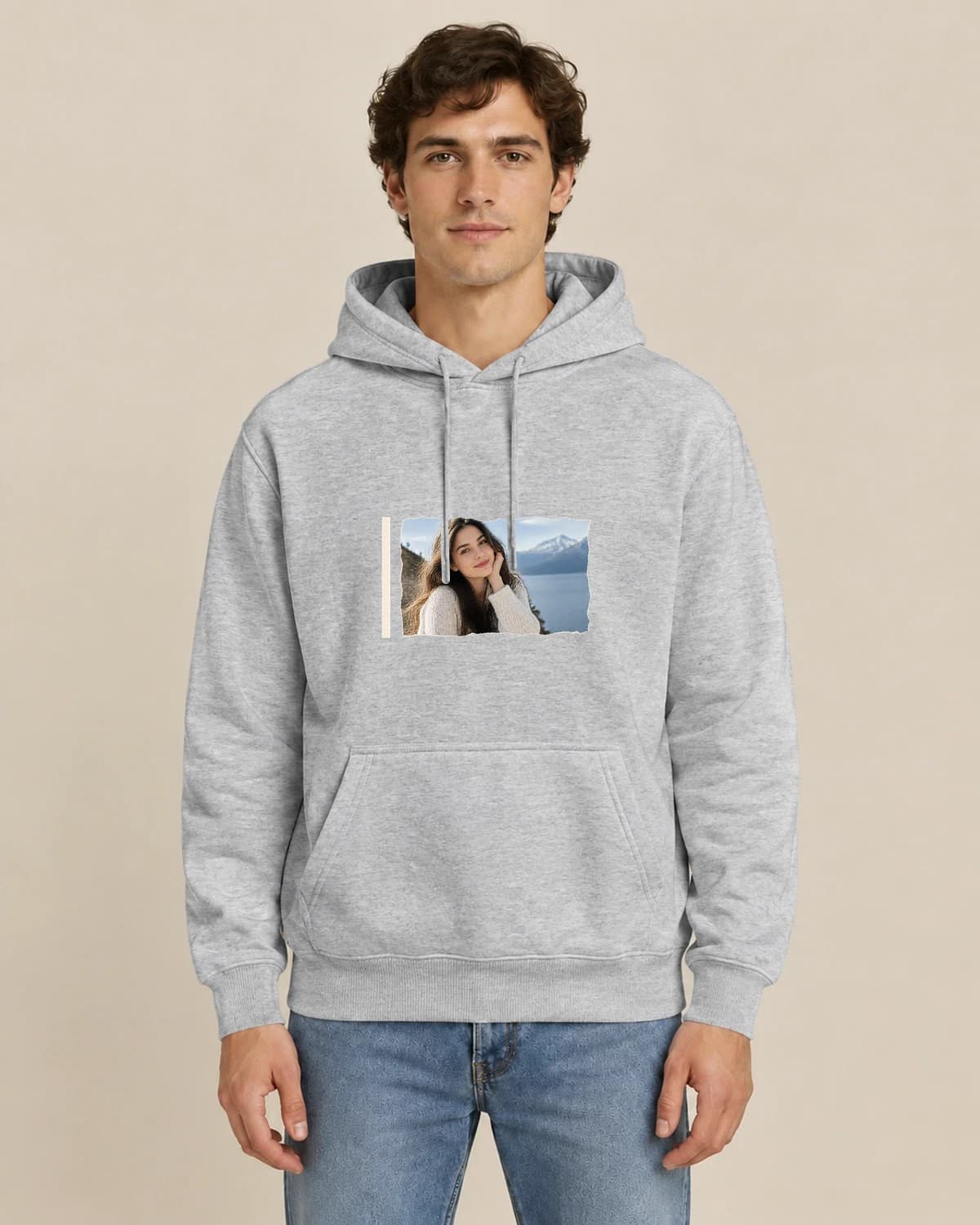 Memory Photo Window, men's styling of the same unisex hoodie