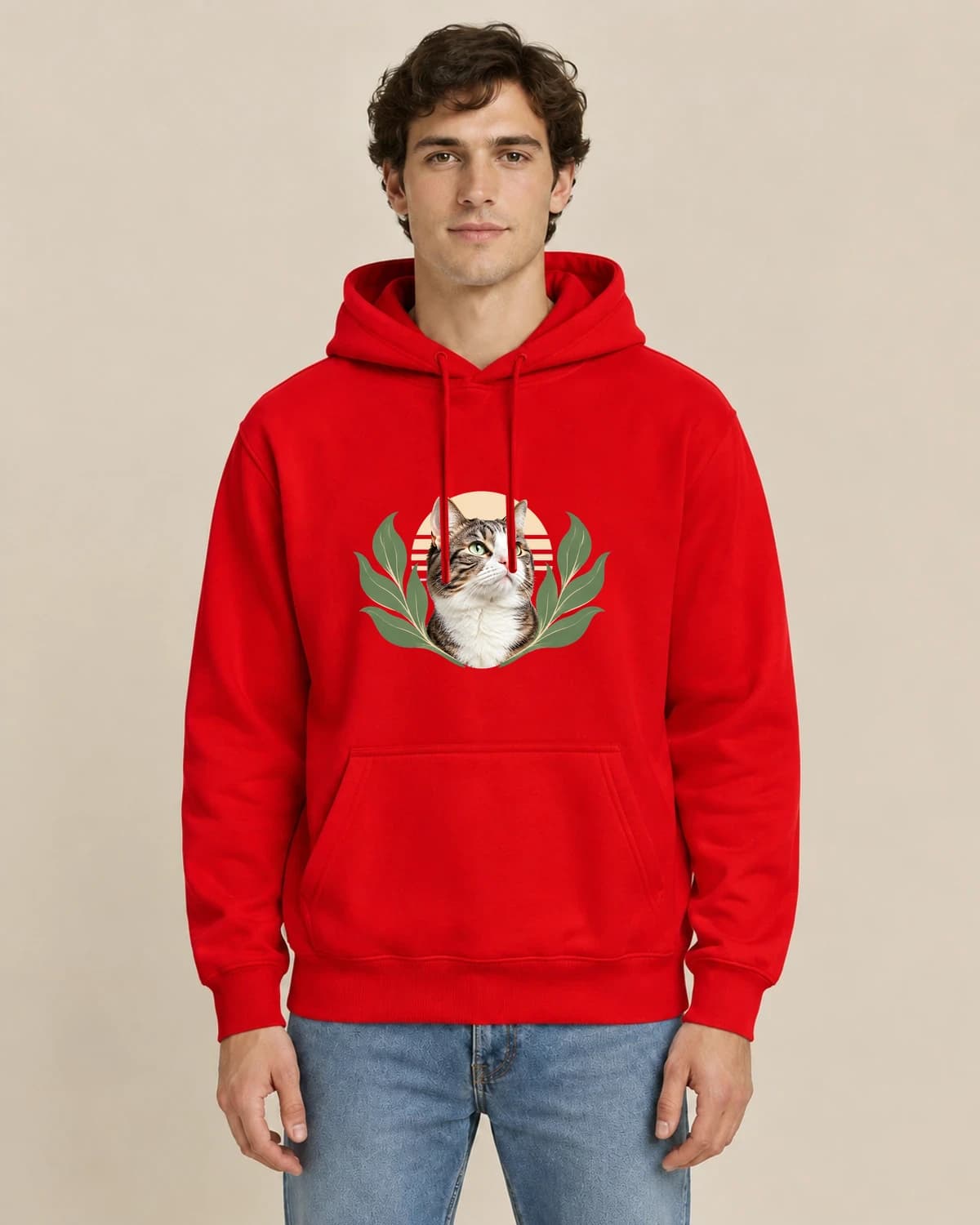 Cat Garden Light, men's styling of the same unisex hoodie