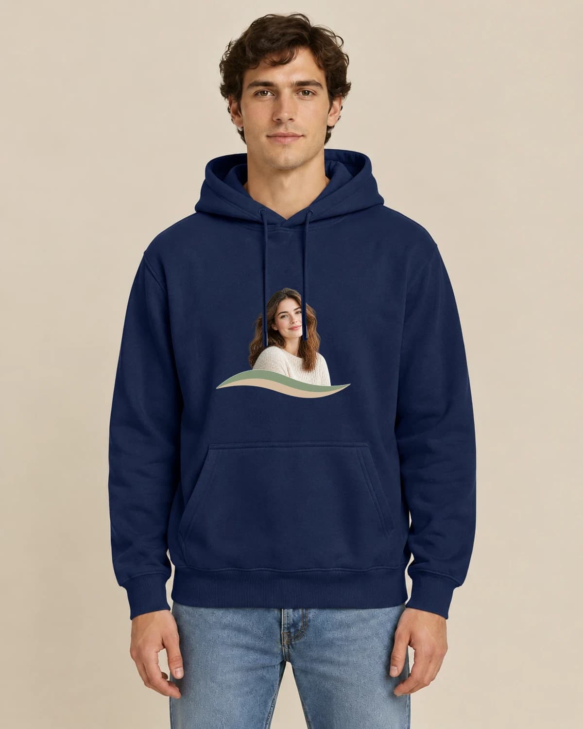 Soft Horizon Tribute, men's styling of the same unisex hoodie