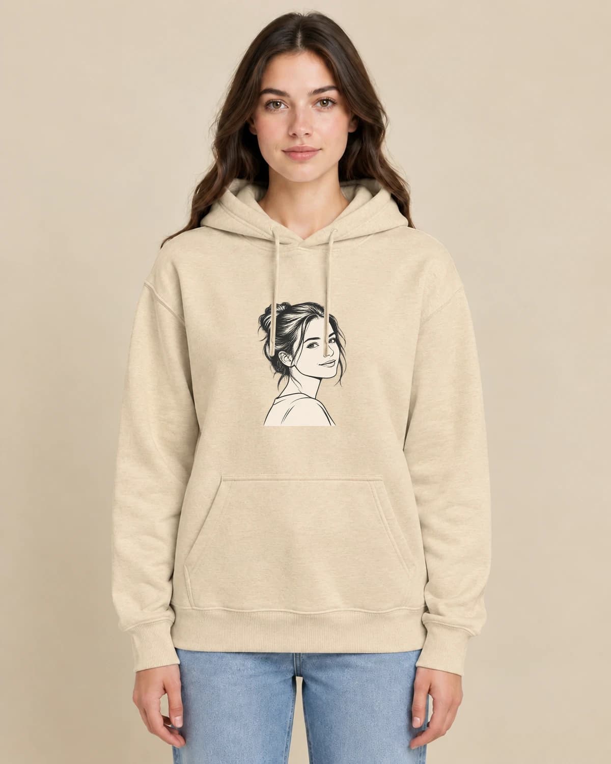 Remembrance Ink Study on a woman wearing the classic unisex pullover; illustrative styling