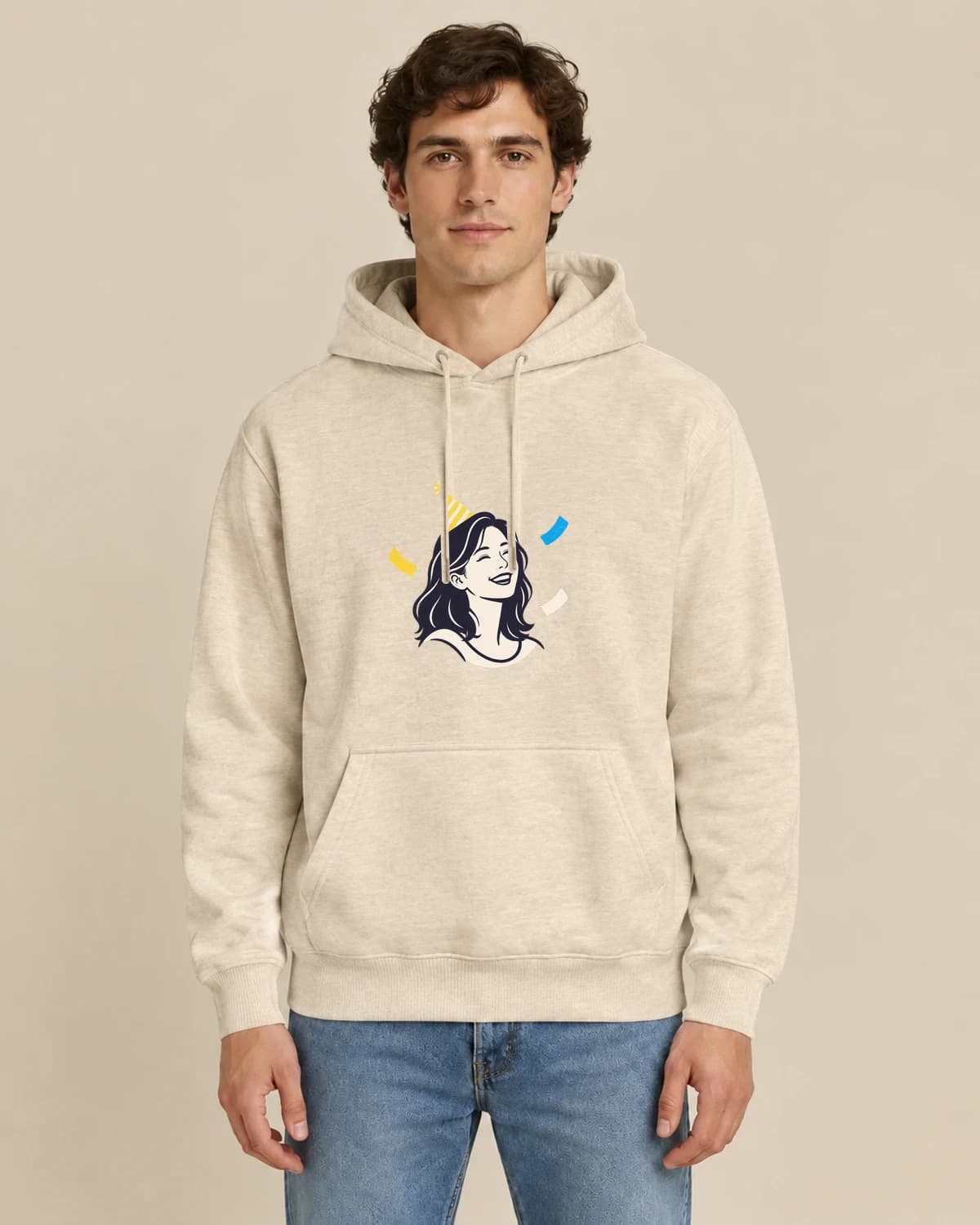 Birthday Ink Spark, men's styling of the same unisex hoodie