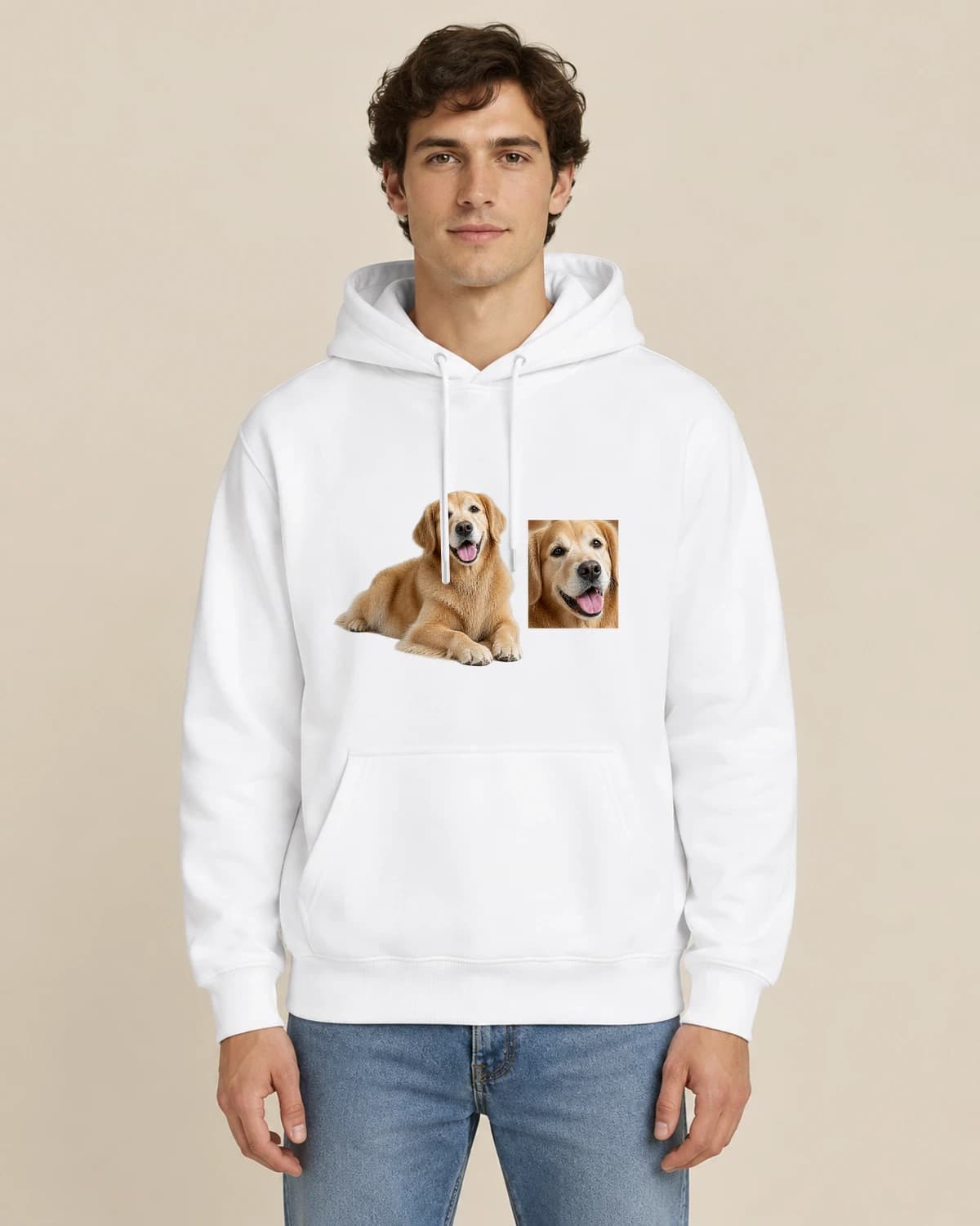 Dog Photo Remembrance, men's styling of the same unisex hoodie